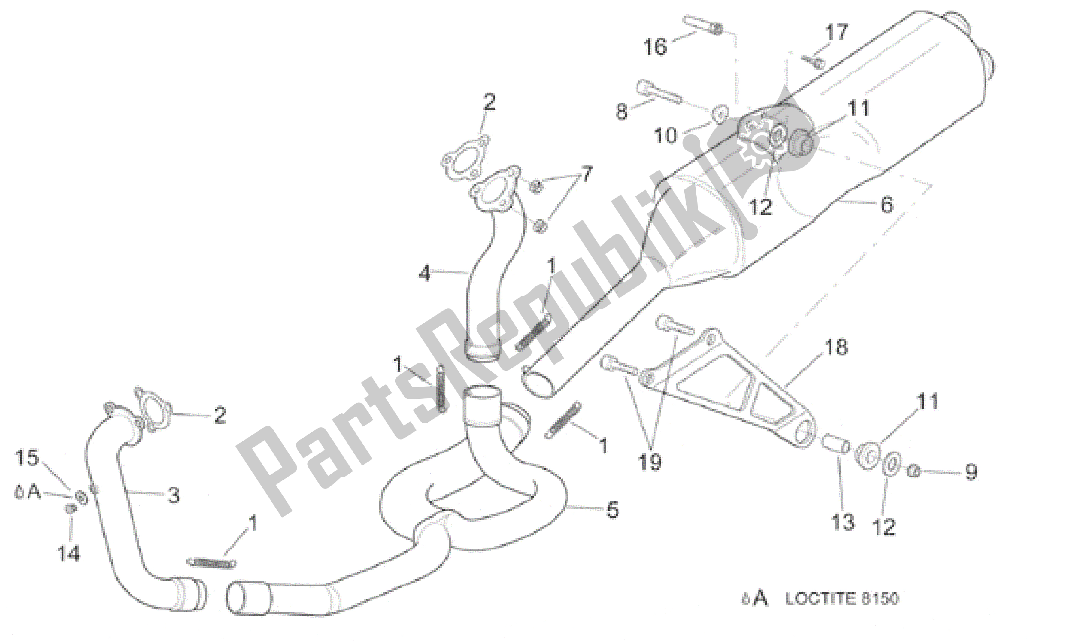 All parts for the Exhaust Pipe of the Aprilia RSV Mille 3901 1000 2001 - 2002