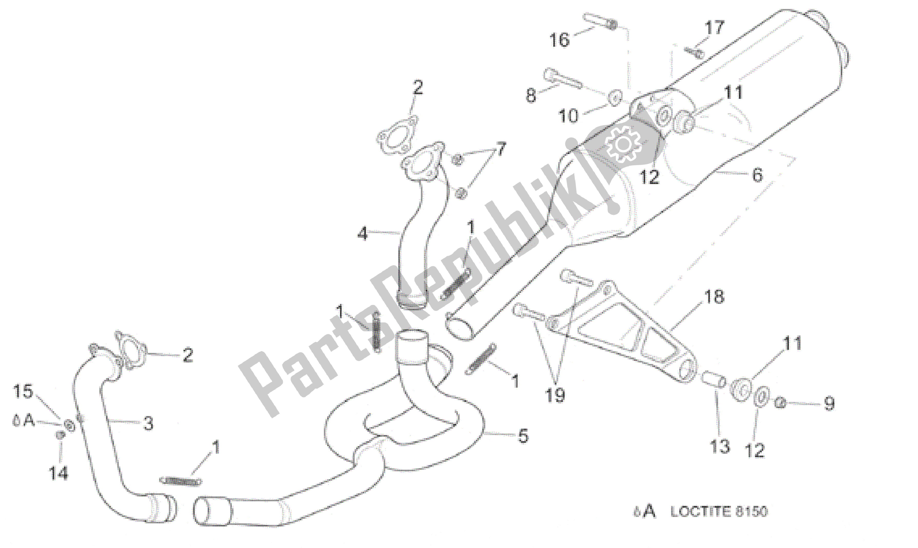 All parts for the Exhaust Pipe of the Aprilia RSV Mille 3901 1000 2001 - 2002