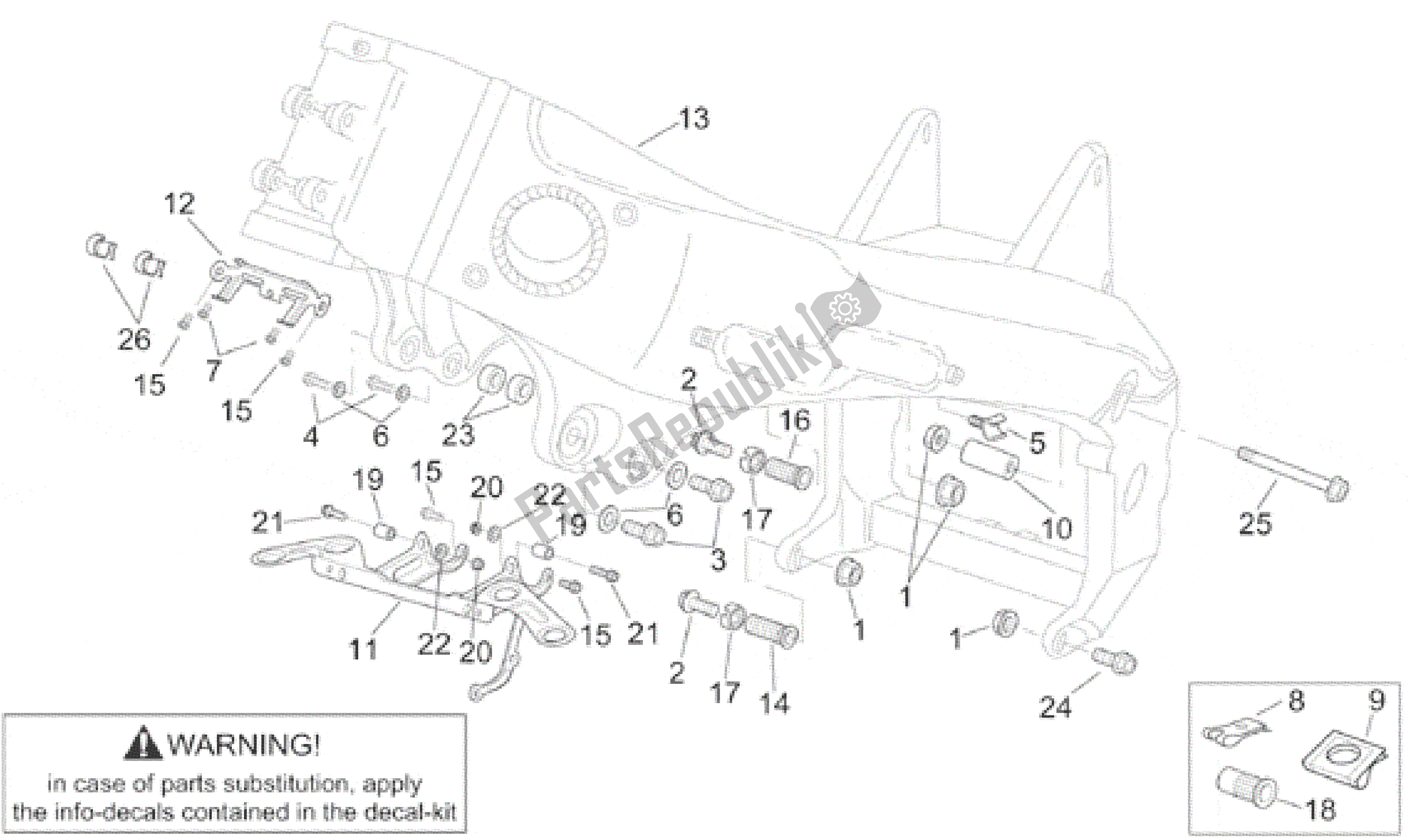 All parts for the Frame Iii of the Aprilia RSV Mille 3901 1000 2001 - 2002