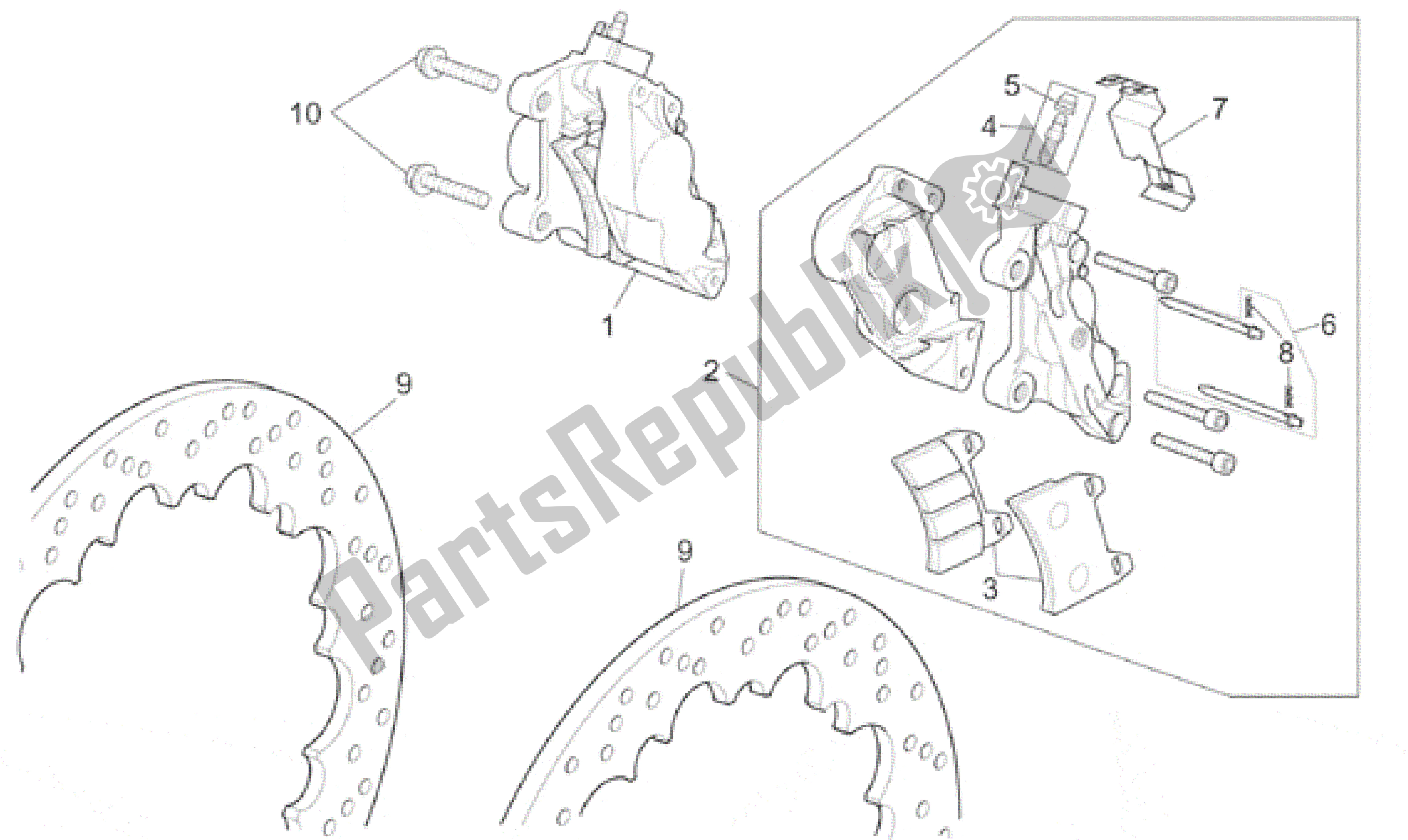 Alle Teile für das Bremssattel Vorne des Aprilia RSV Mille 3901 1000 2001 - 2002