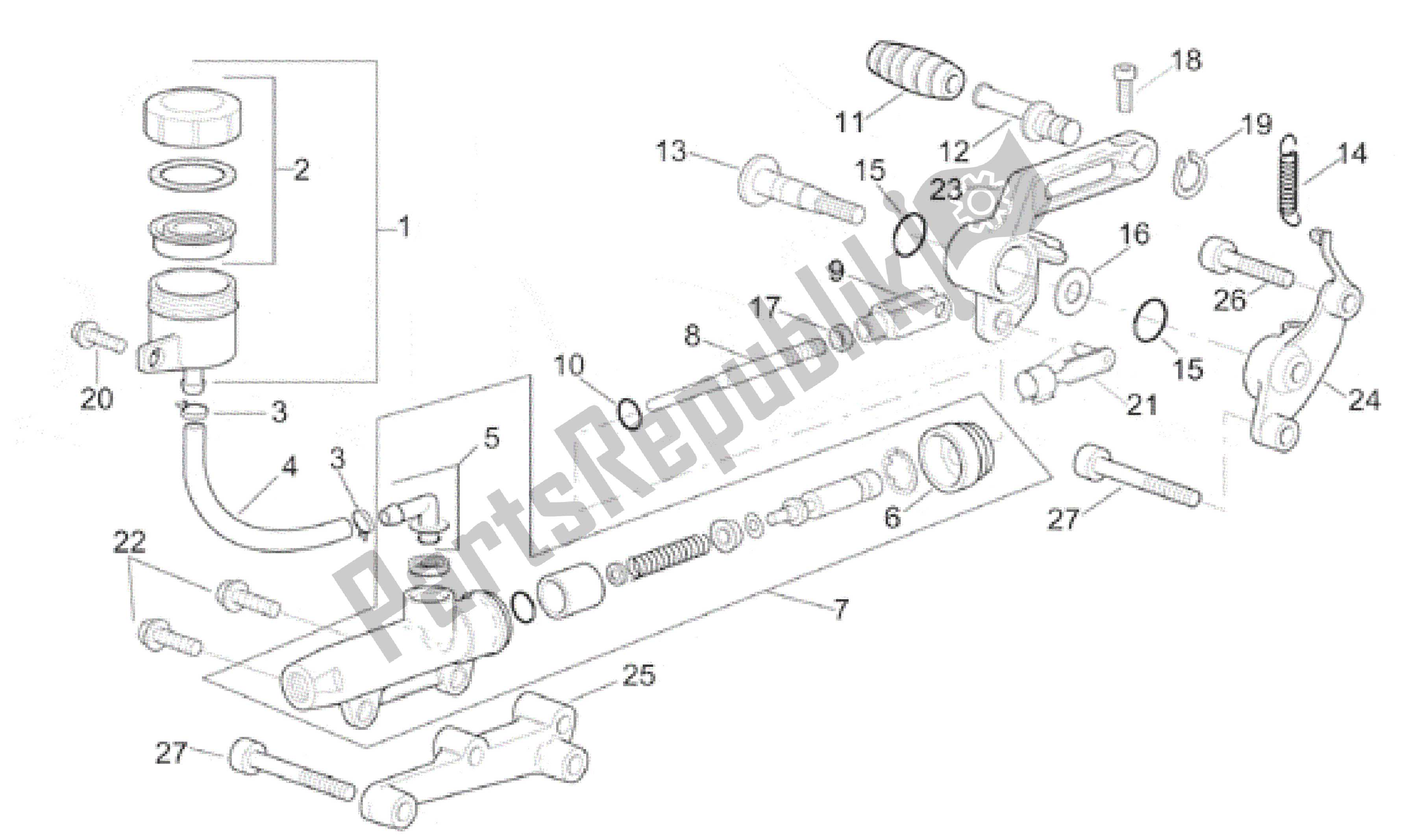 Tutte le parti per il Pompa Freno Posteriore del Aprilia RSV Mille 3901 1000 2001 - 2002