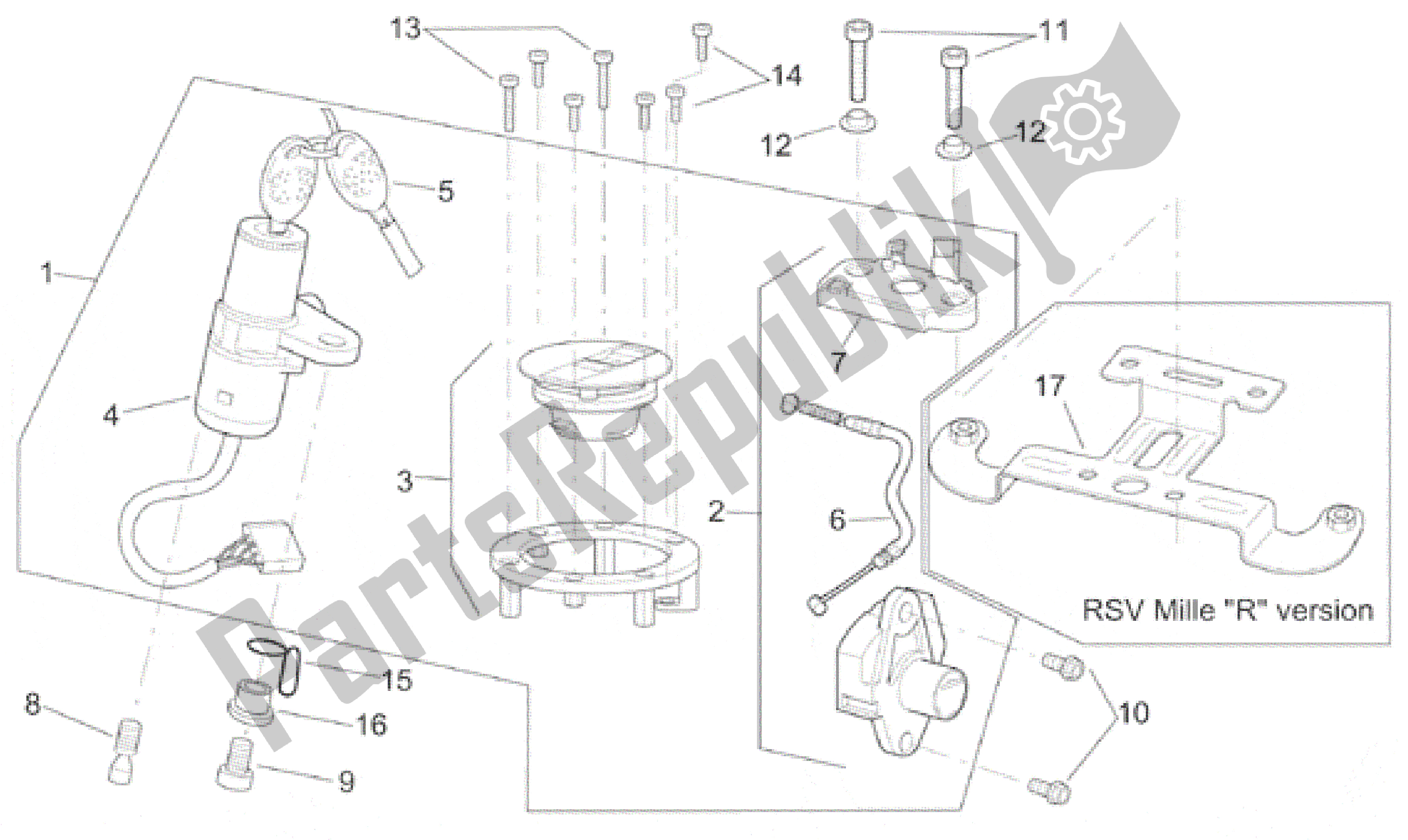 Toutes les pièces pour le Kit De Matériel De Verrouillage du Aprilia RSV Mille 3901 1000 2001 - 2002