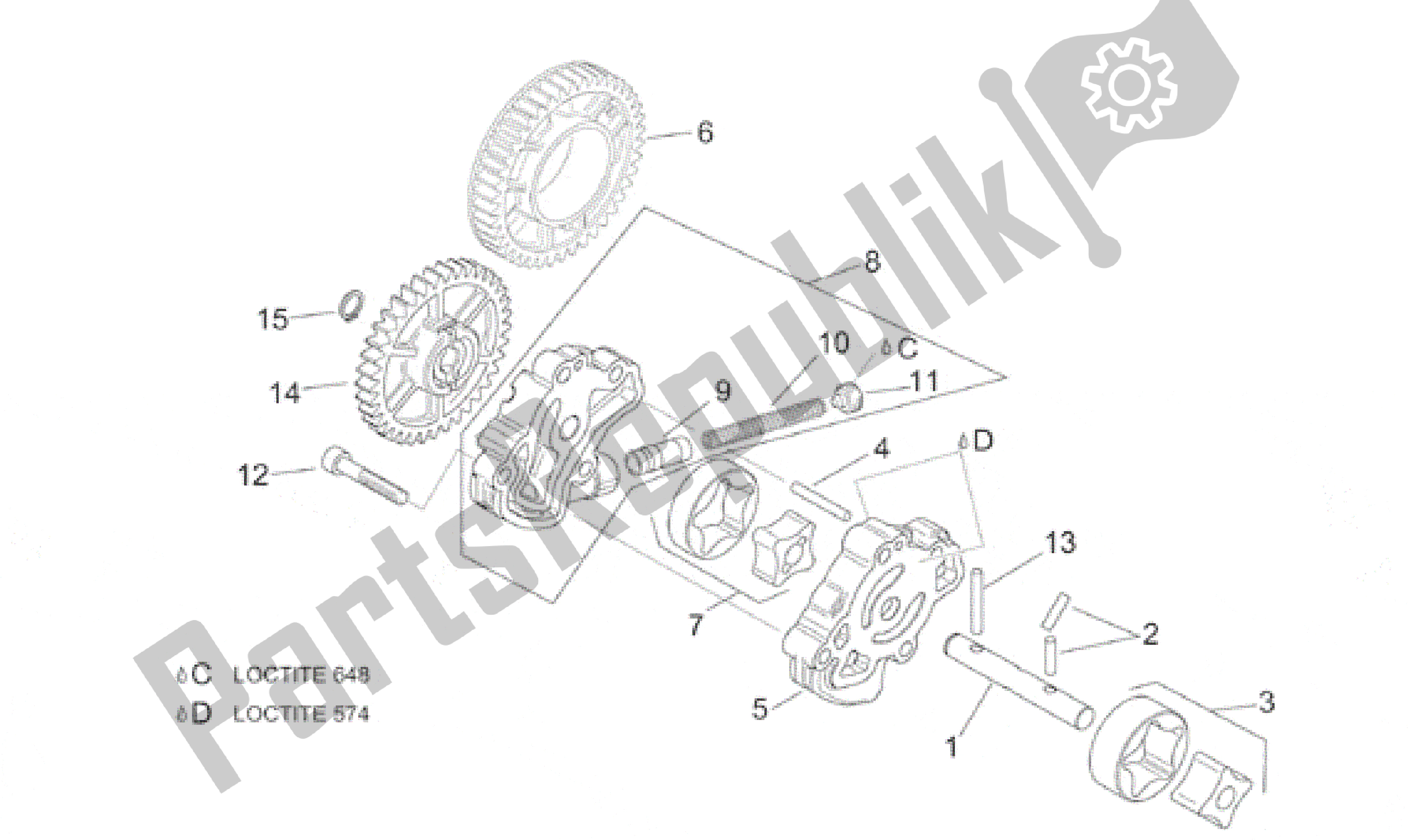 All parts for the Oil Pump of the Aprilia RSV Mille 3901 1000 2001 - 2002