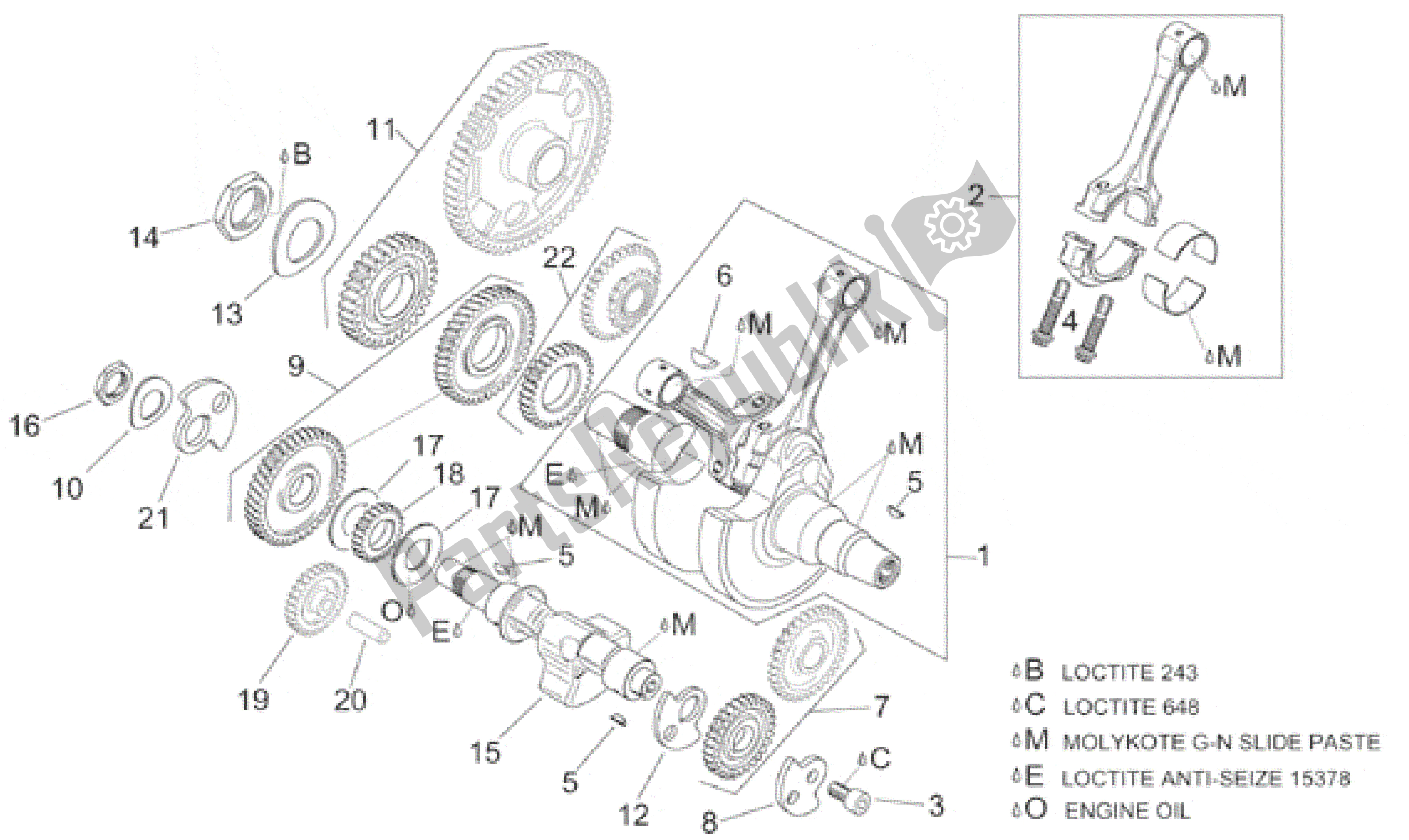 Todas las partes para Cigüeñal I de Aprilia RSV Mille 3901 1000 2001 - 2002