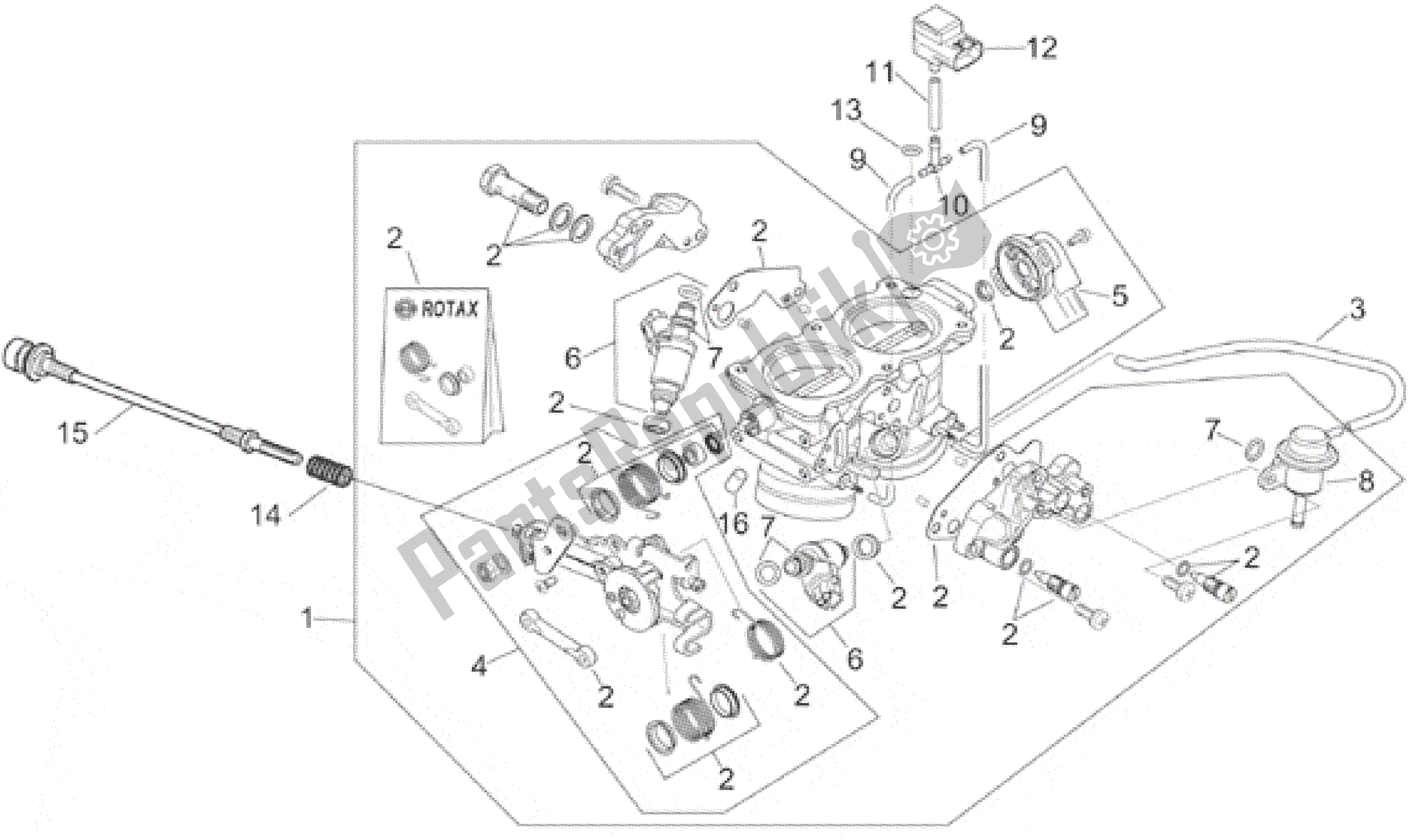 Alle onderdelen voor de Gasklephuis van de Aprilia RSV Mille 3901 1000 2001 - 2002