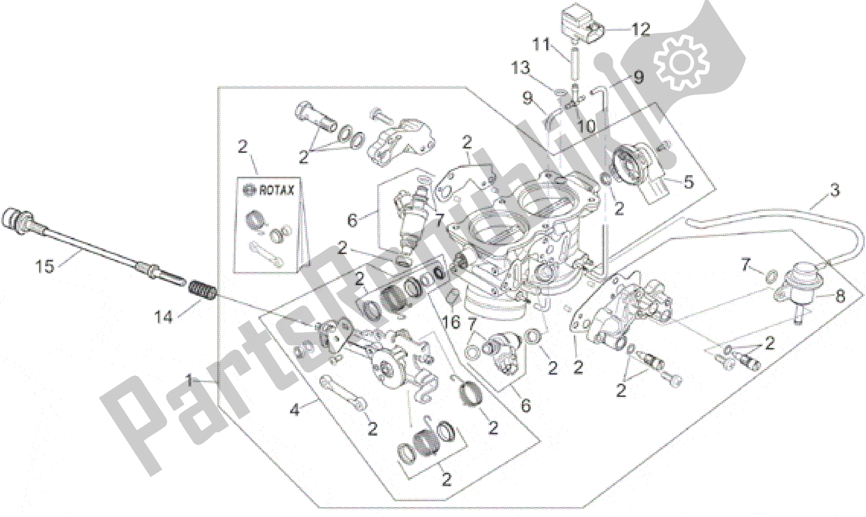 Alle onderdelen voor de Gasklephuis van de Aprilia RSV Mille 3901 1000 2001 - 2002