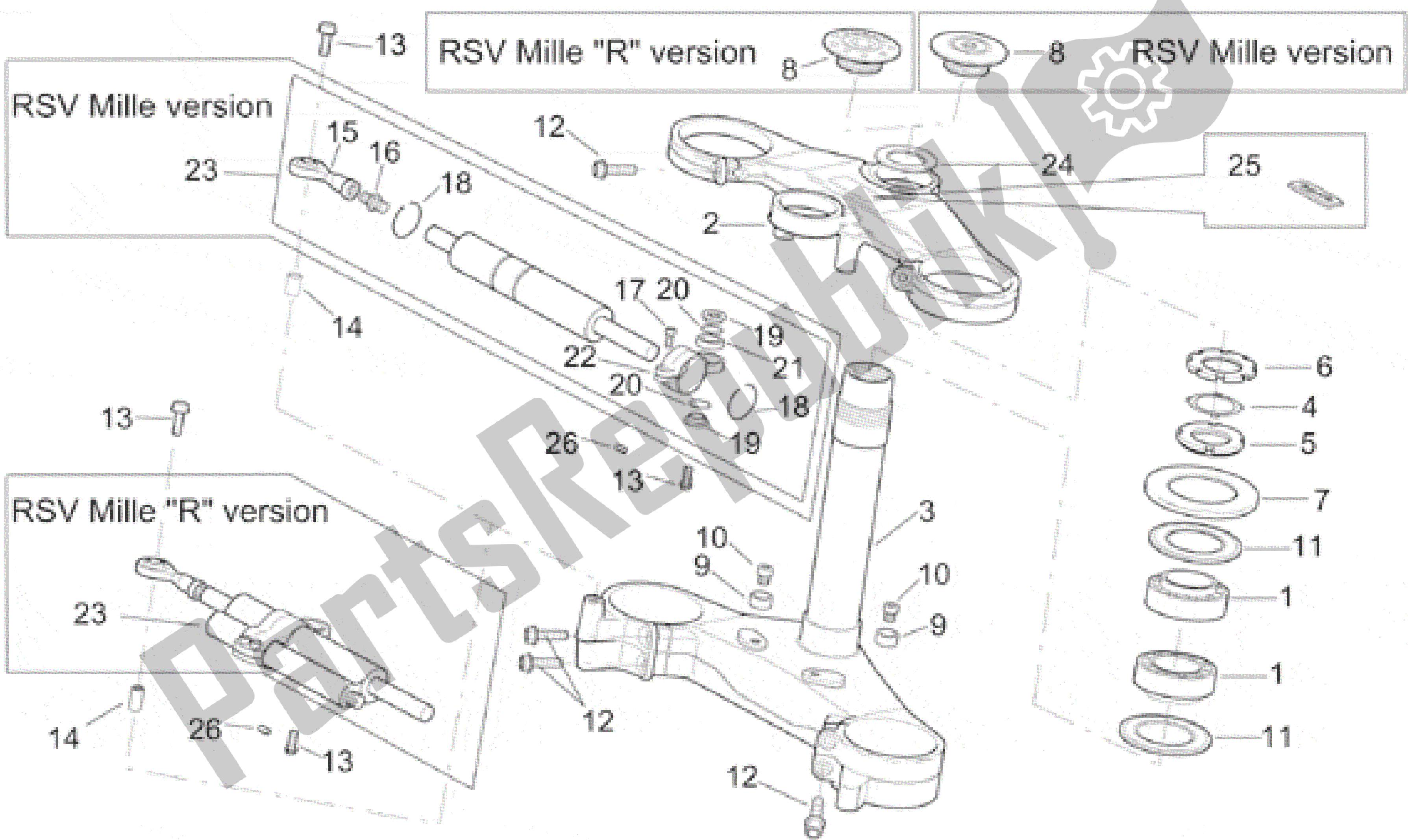 Alle Teile für das Lenkung des Aprilia RSV Mille 3901 1000 2001 - 2002