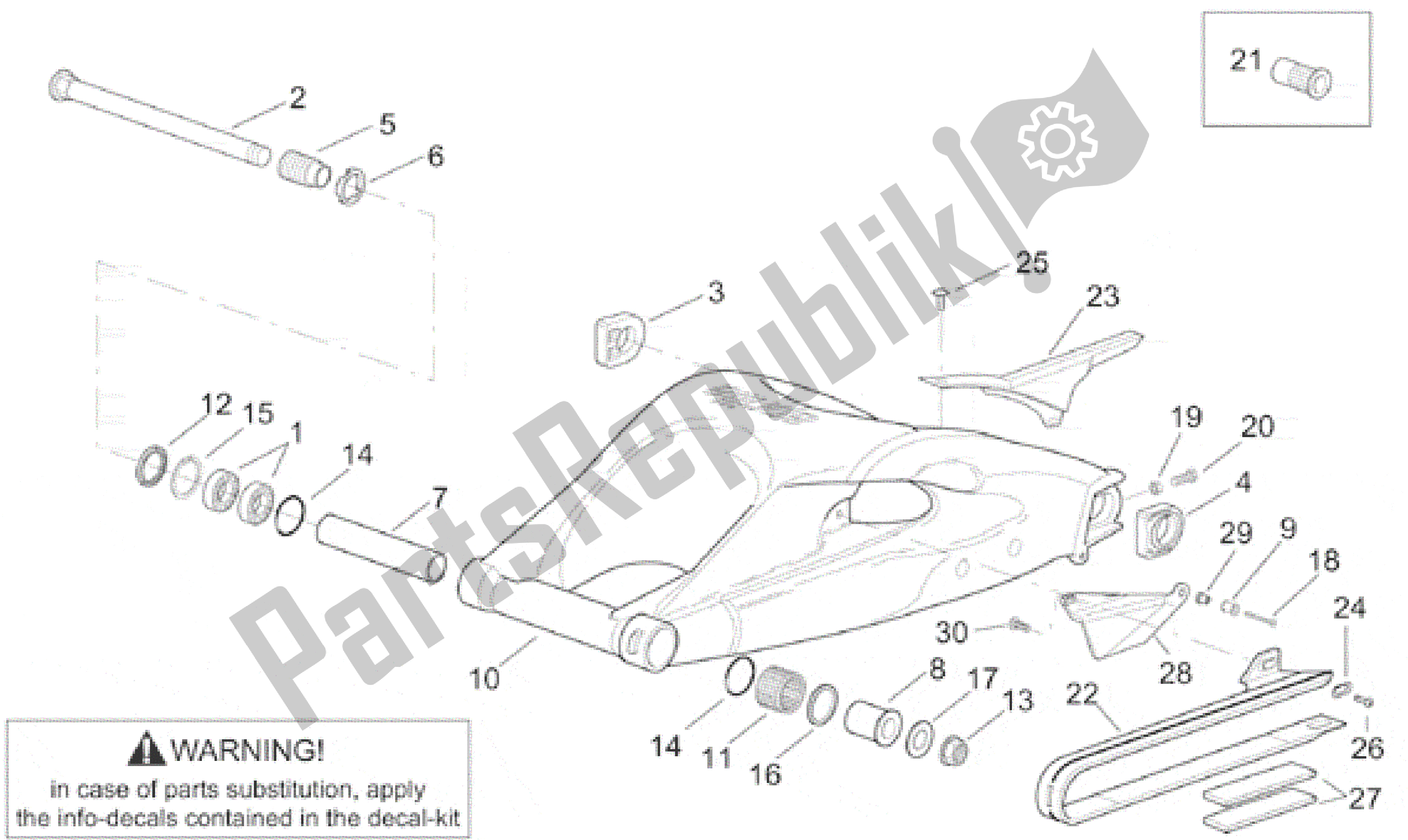 Alle Teile für das Schwinge des Aprilia RSV Mille 3901 1000 2001 - 2002