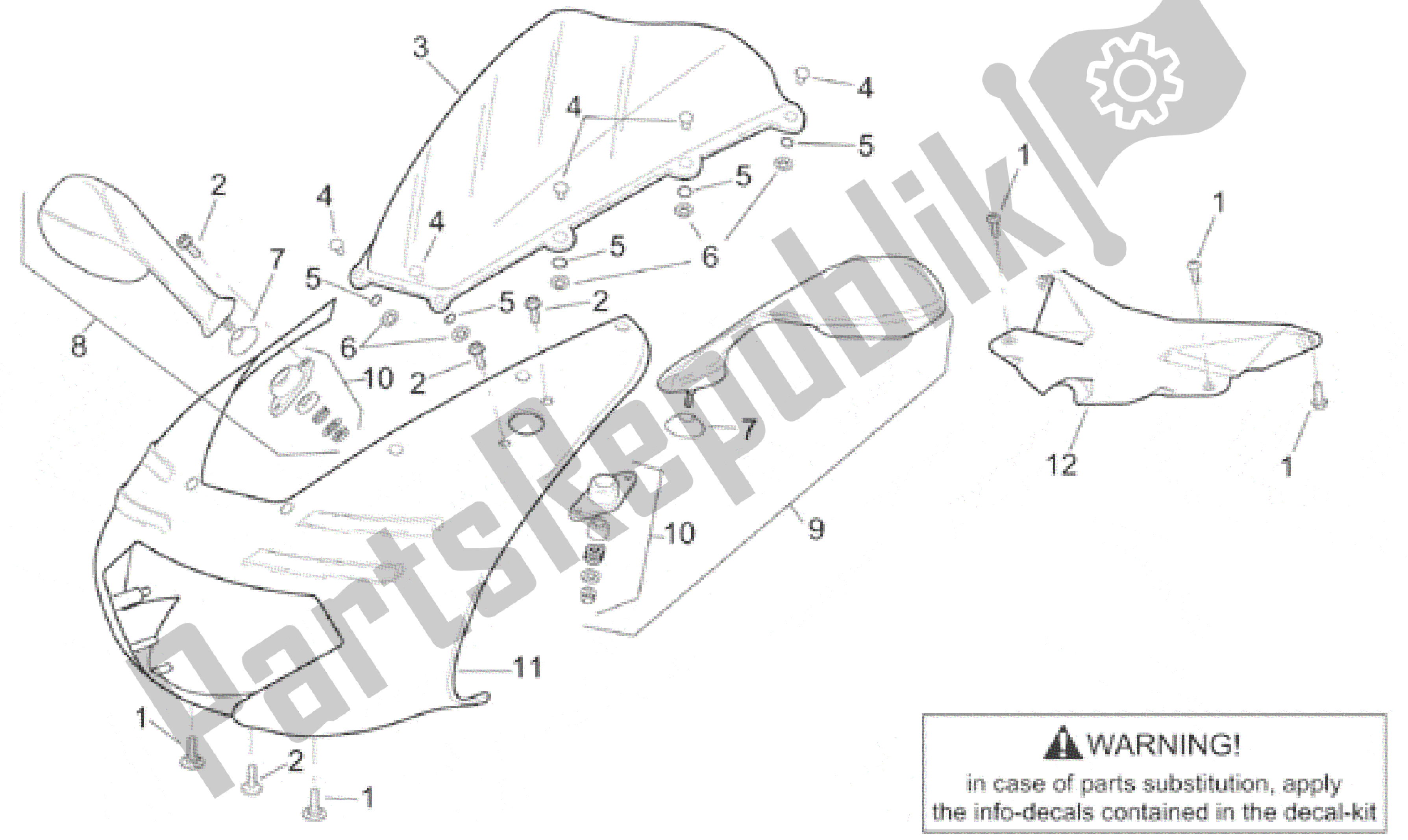 Alle onderdelen voor de Front Body - Voorkuip van de Aprilia RSV Mille 390 W 1000 1998 - 1999