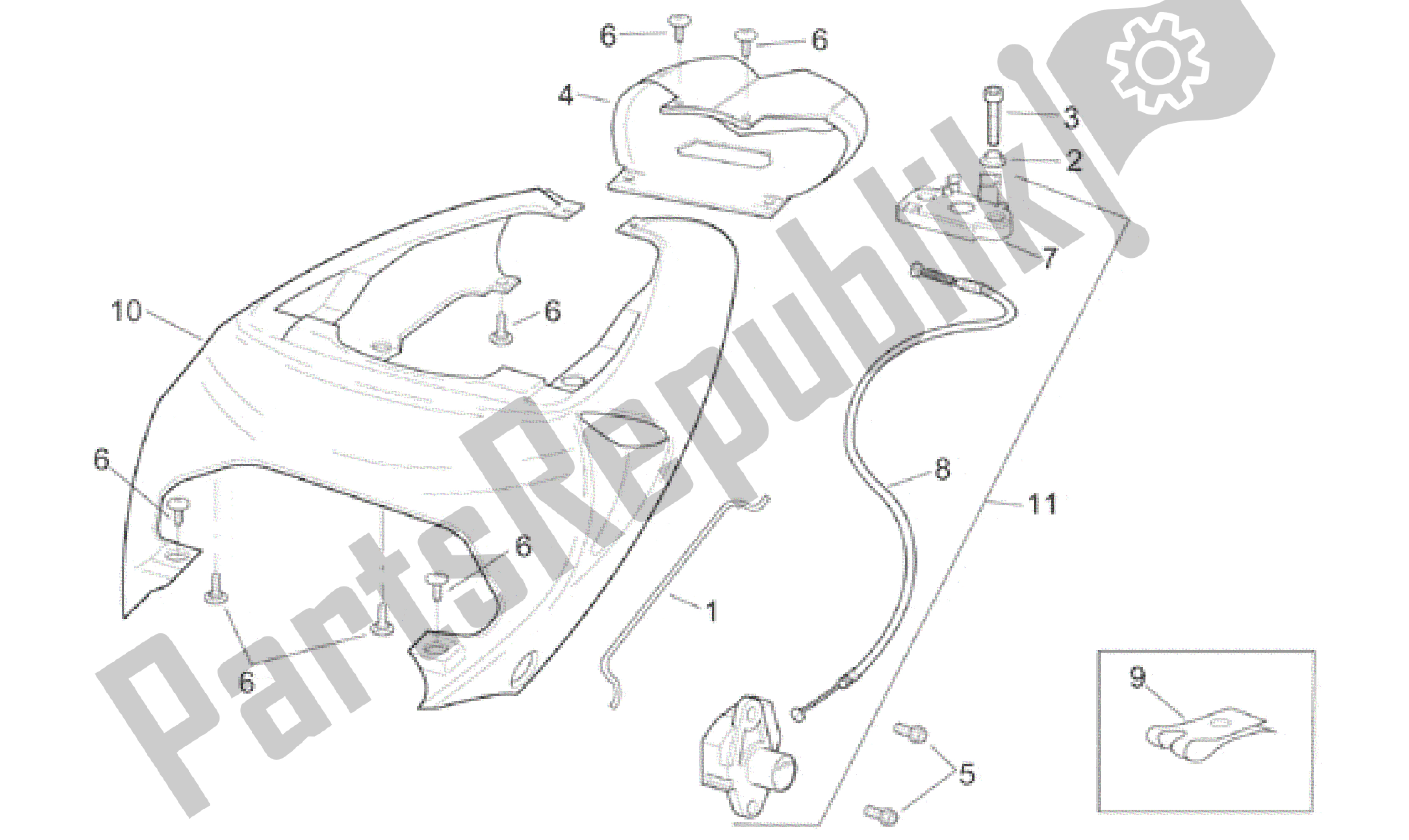 Todas las partes para Cuerpo Trasero - Carenado Trasero de Aprilia RSV Mille 390 W 1000 1998 - 1999