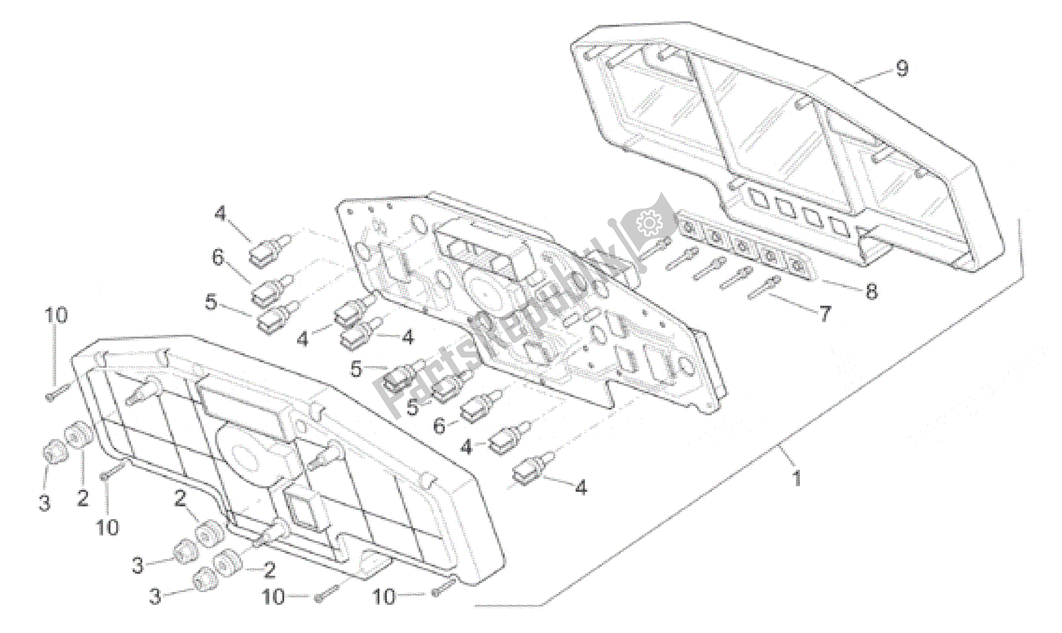 All parts for the Dashboard of the Aprilia RSV Mille 390 W 1000 1998 - 1999