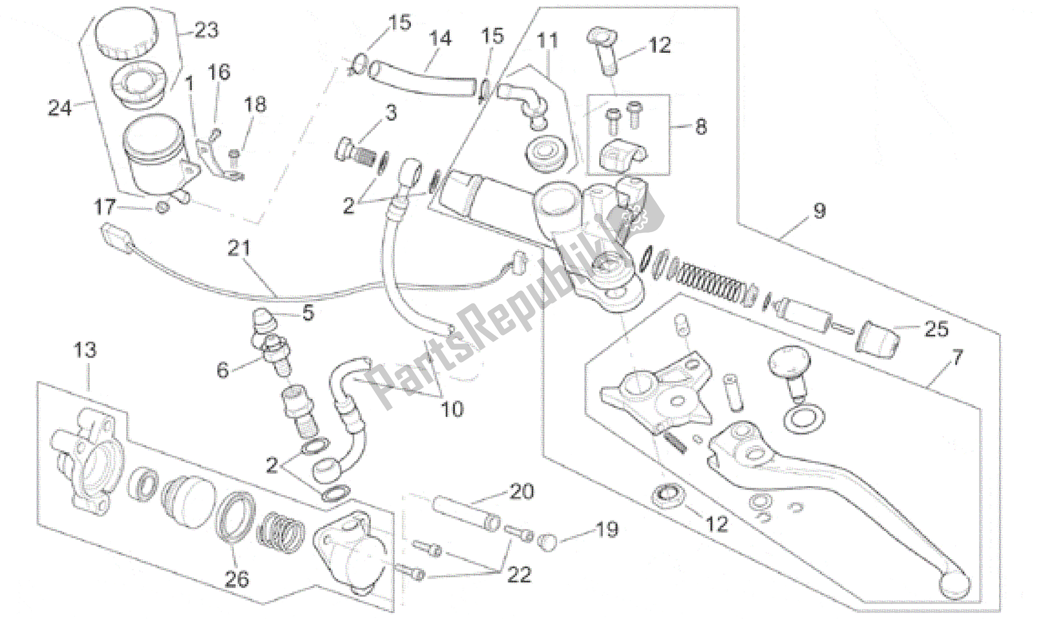 Alle Teile für das Kupplungspumpe des Aprilia RSV Mille 390 W 1000 1998 - 1999