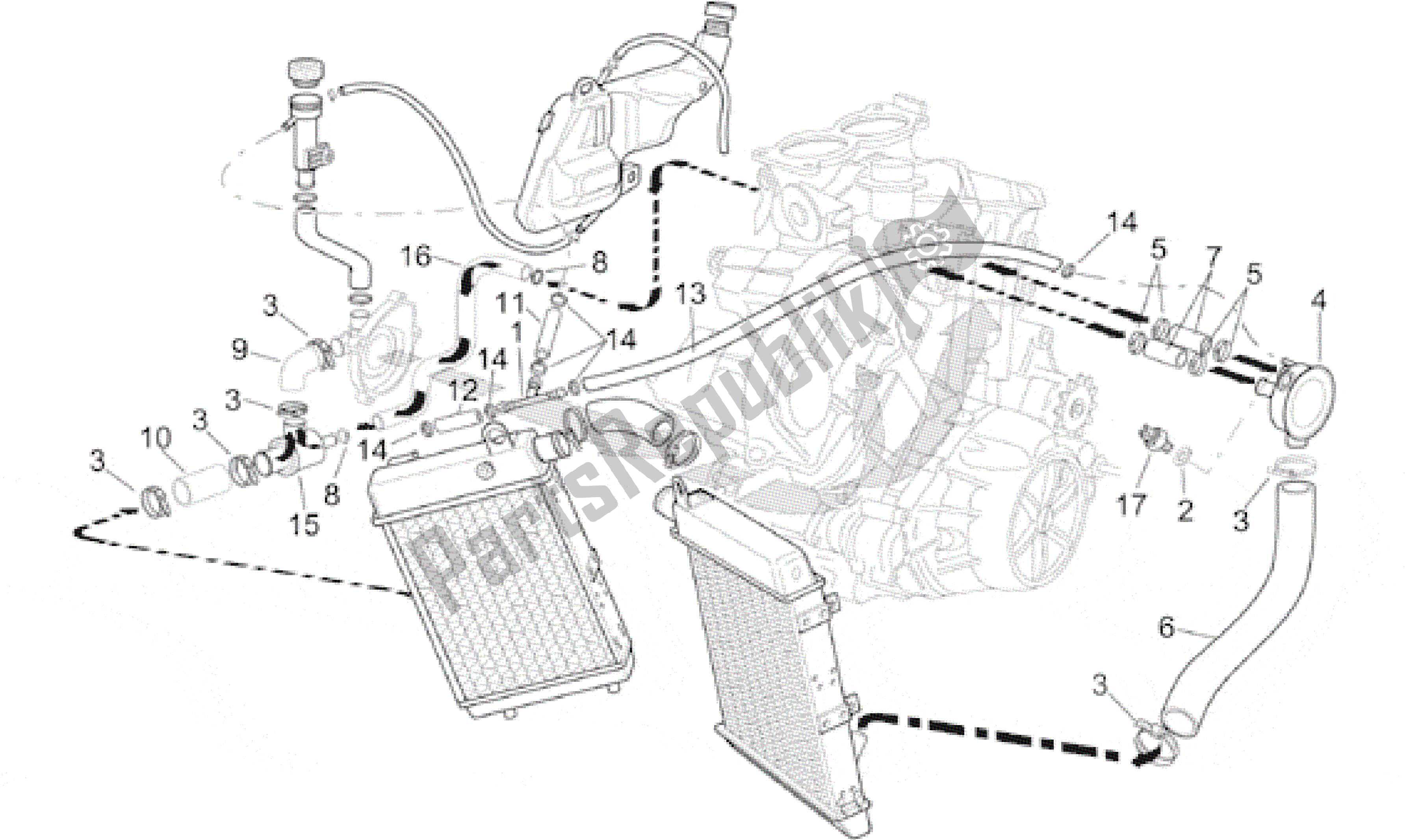 Todas as partes de Sistema De Refrigeração do Aprilia RSV Mille 390 W 1000 1998 - 1999