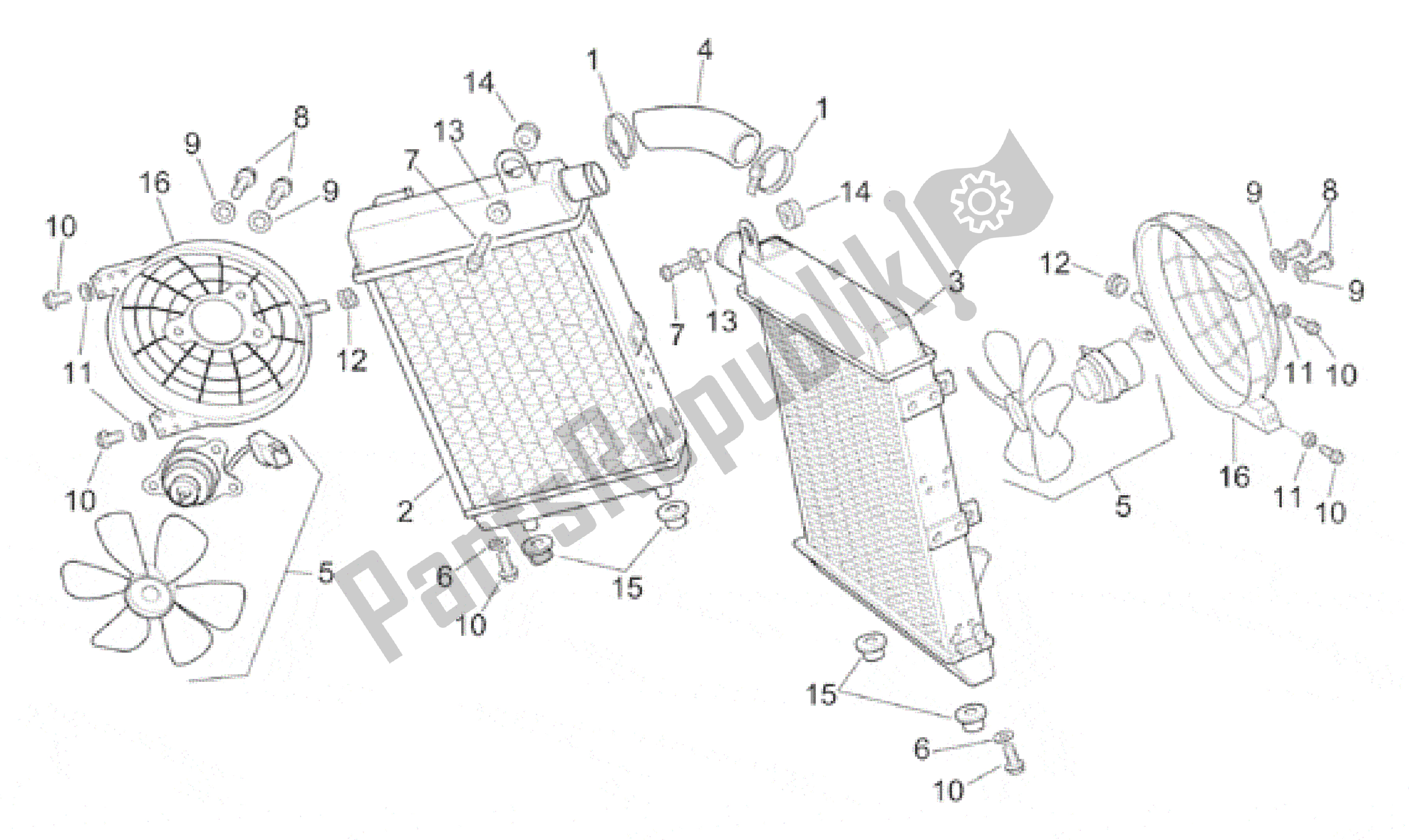 Todas las partes para Enfriadores De Agua de Aprilia RSV Mille 390 W 1000 1998 - 1999