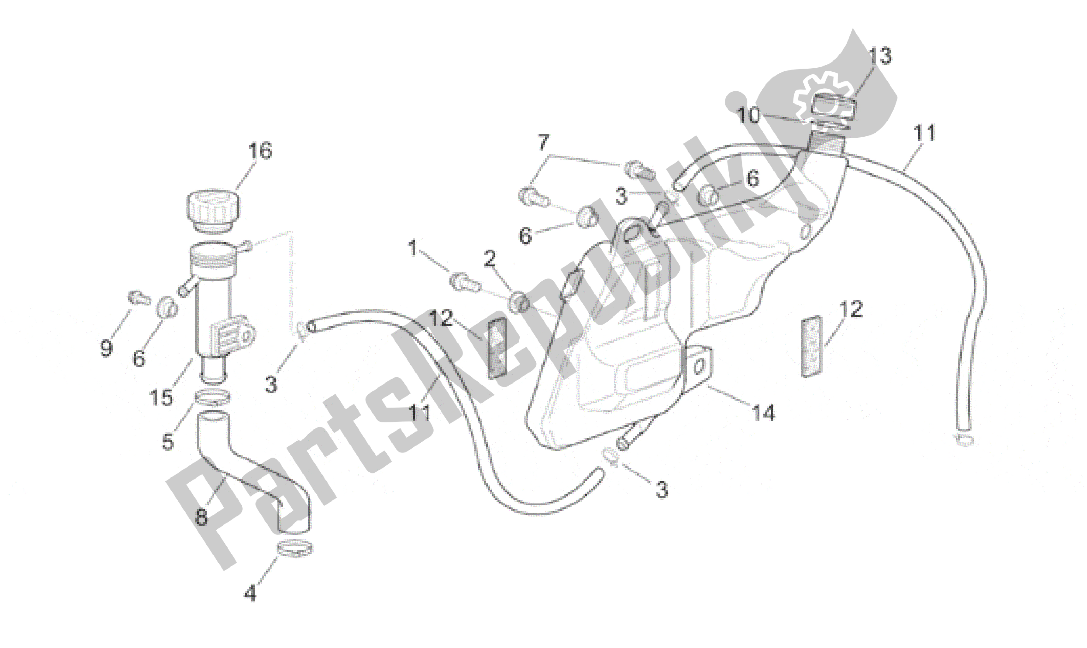 All parts for the Expansion Tank of the Aprilia RSV Mille 390 W 1000 1998 - 1999