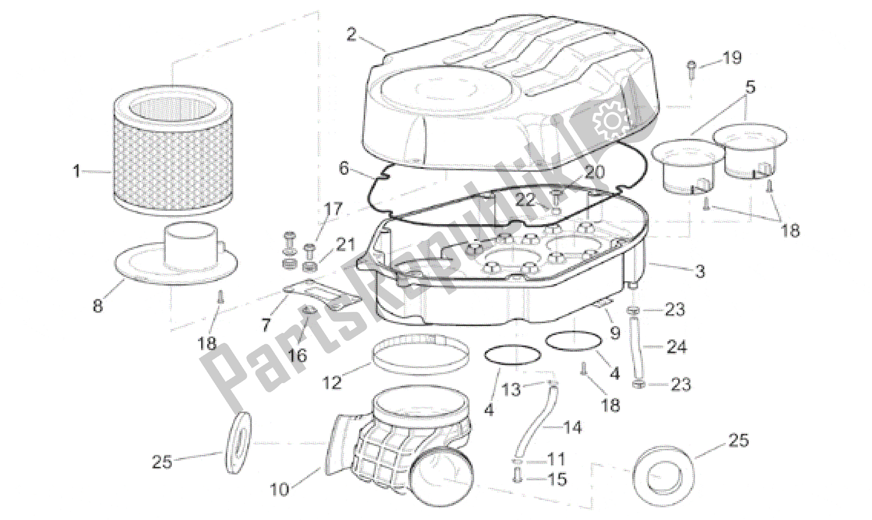 All parts for the Air Box of the Aprilia RSV Mille 390 W 1000 1998 - 1999