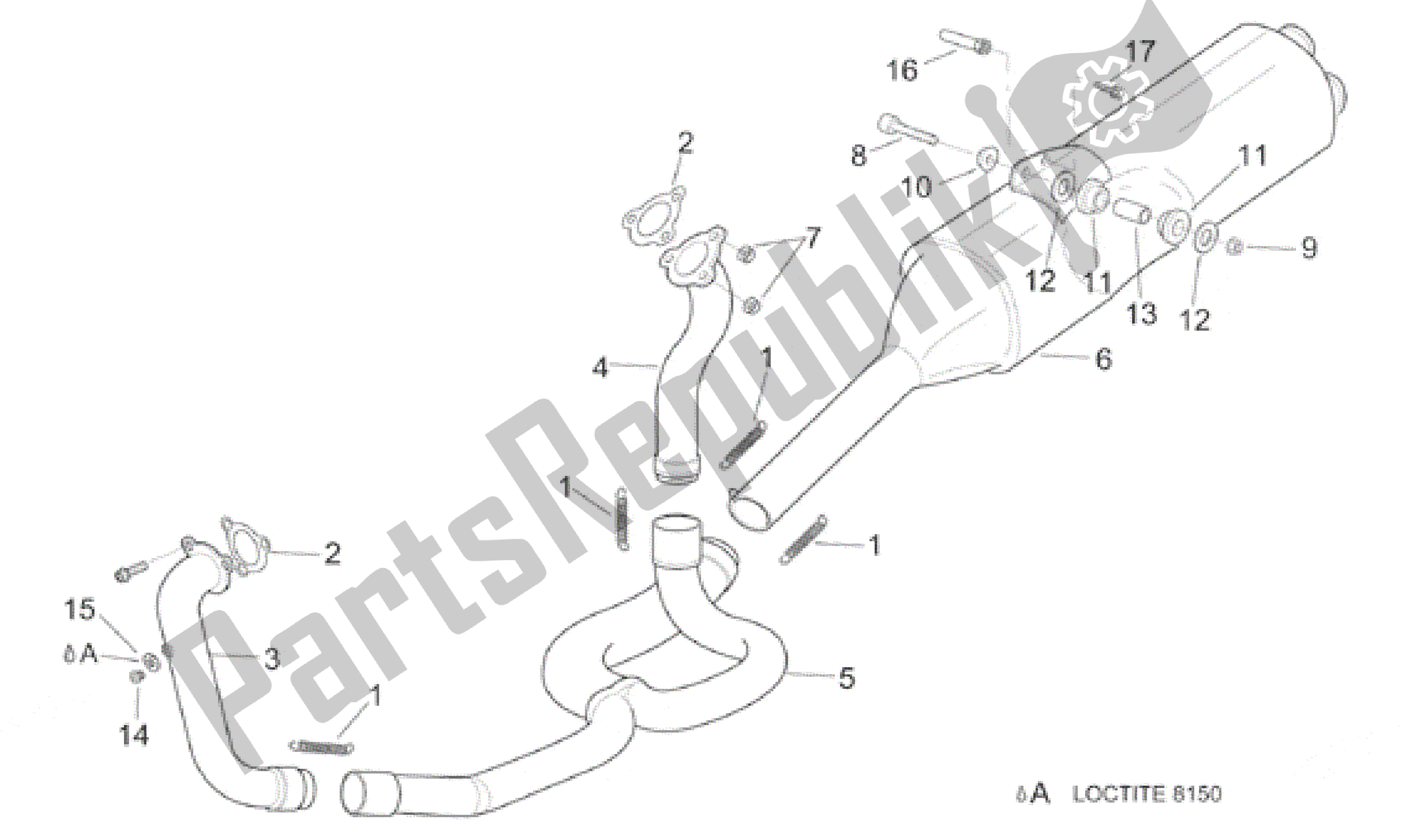 All parts for the Exhaust Pipe of the Aprilia RSV Mille 390 W 1000 1998 - 1999