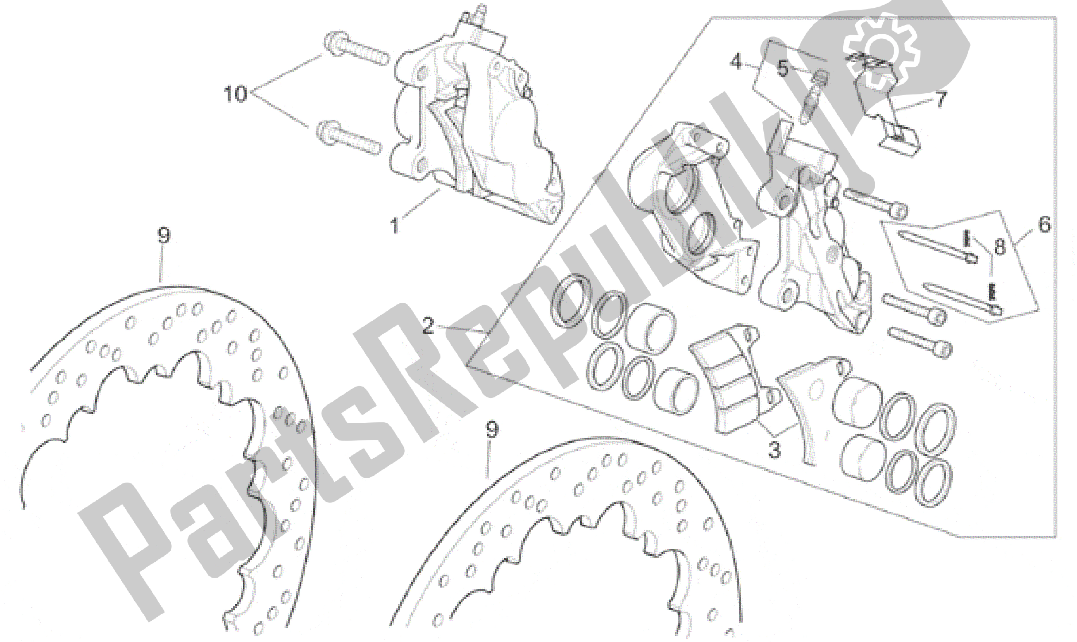 Tutte le parti per il Pinza Freno Anteriore del Aprilia RSV Mille 390 W 1000 1998 - 1999