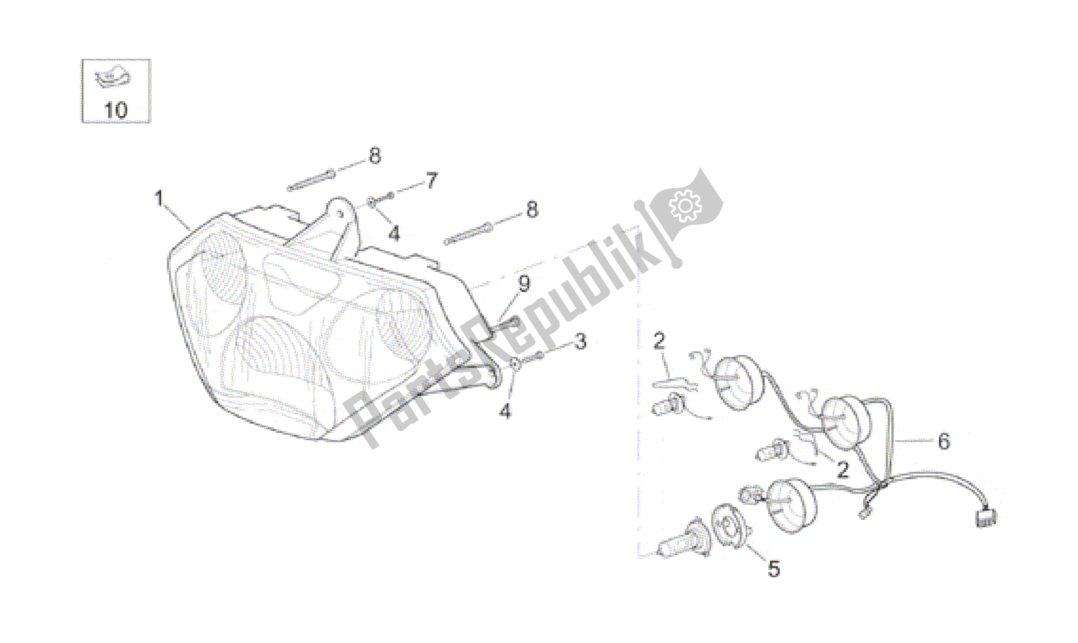 Todas las partes para Faro de Aprilia RSV Mille 390 W 1000 1998 - 1999