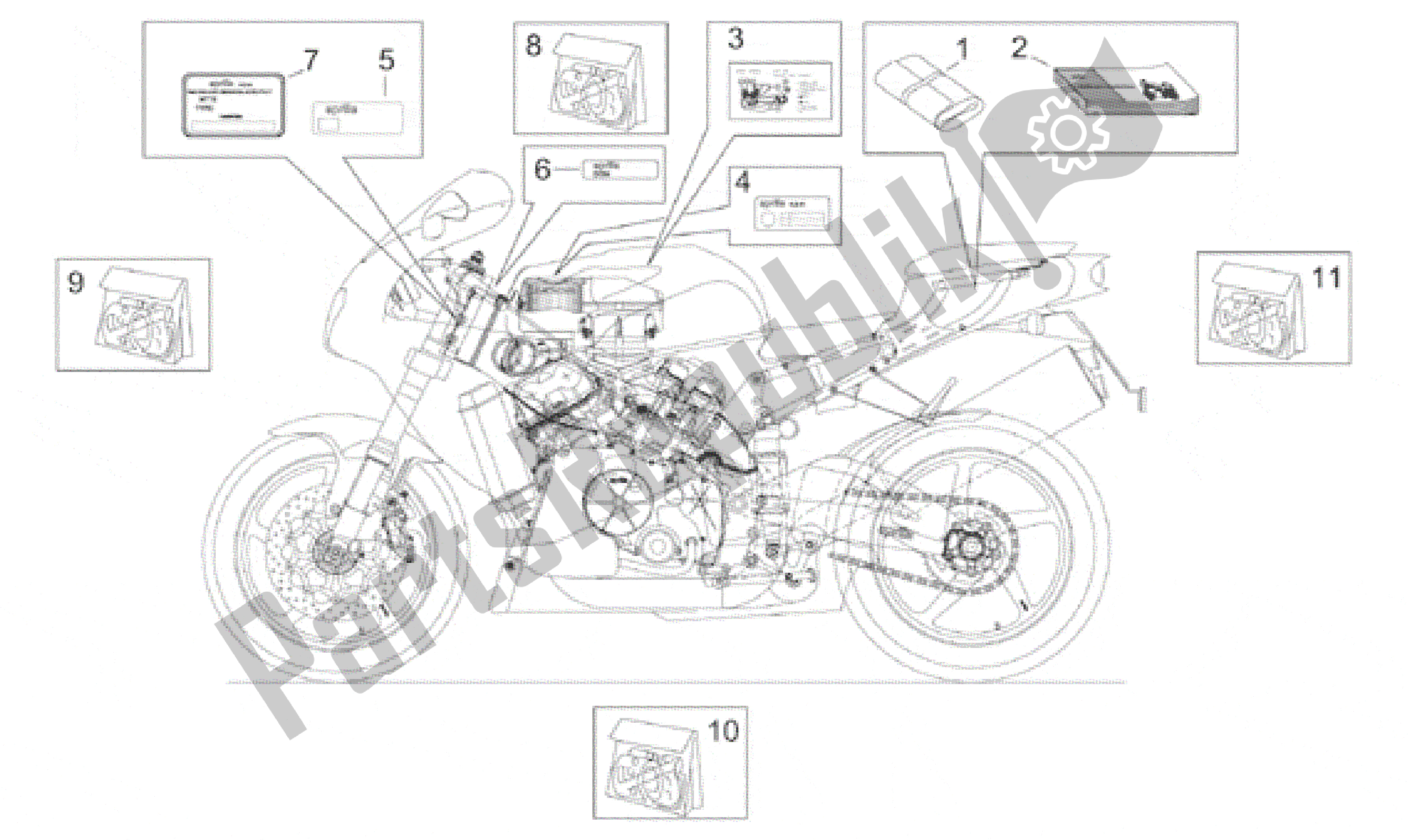 Alle onderdelen voor de Sticker En Plaat Set van de Aprilia RSV Mille 390 W 1000 1998 - 1999