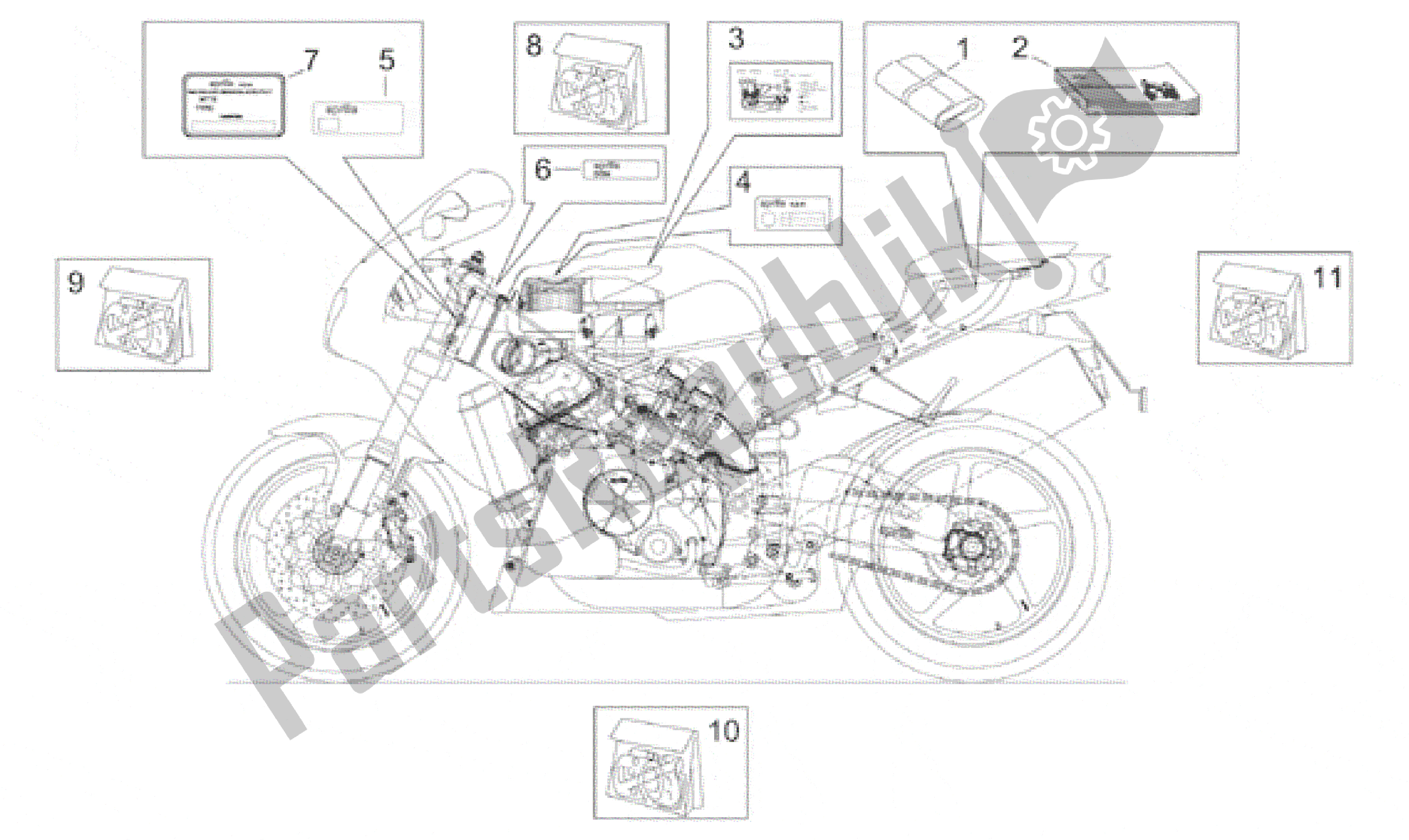 Toutes les pièces pour le Ensemble De Décalcomanies Et De Plaques du Aprilia RSV Mille 390 W 1000 1998 - 1999