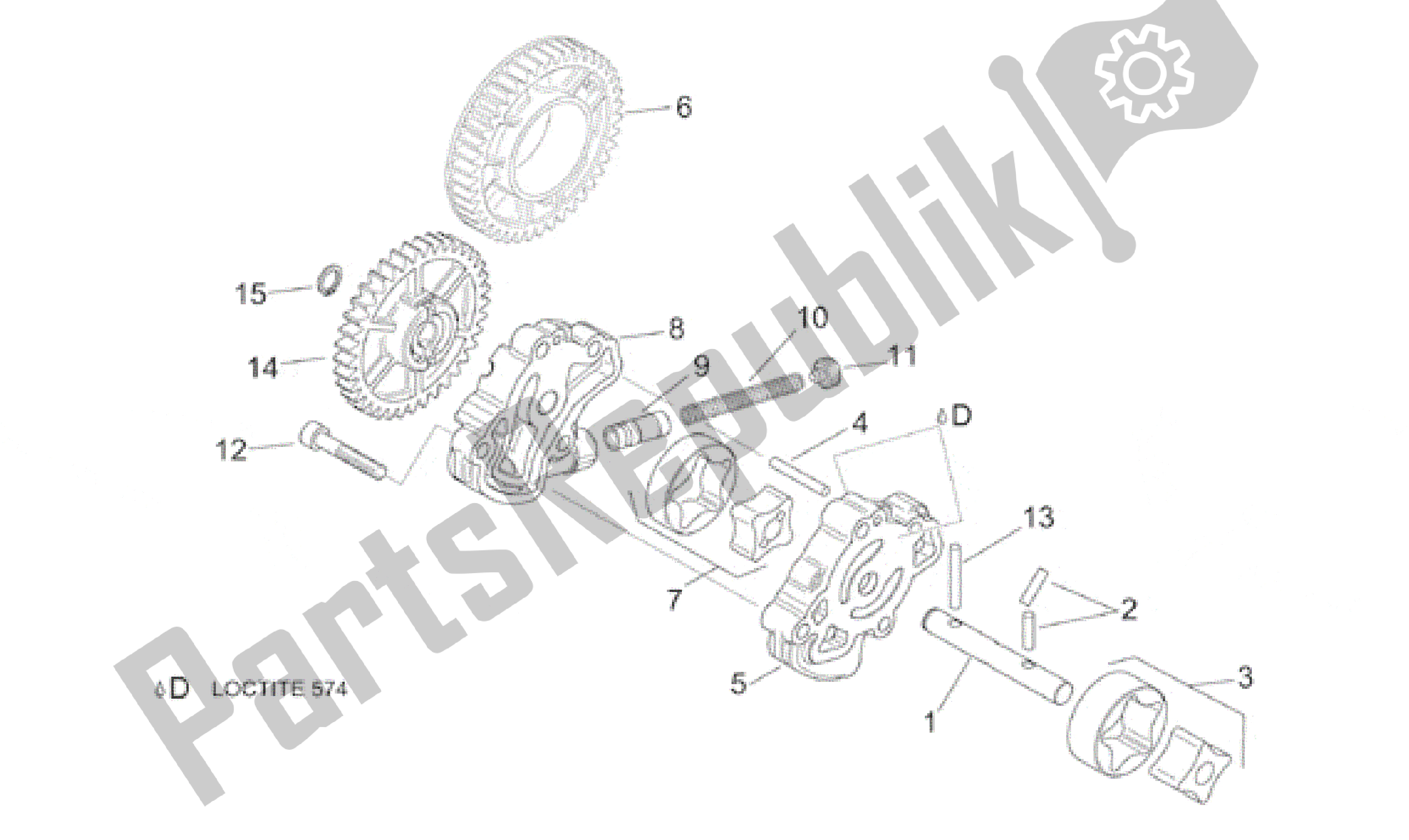 All parts for the Oil Pump of the Aprilia RSV Mille 390 W 1000 1998 - 1999