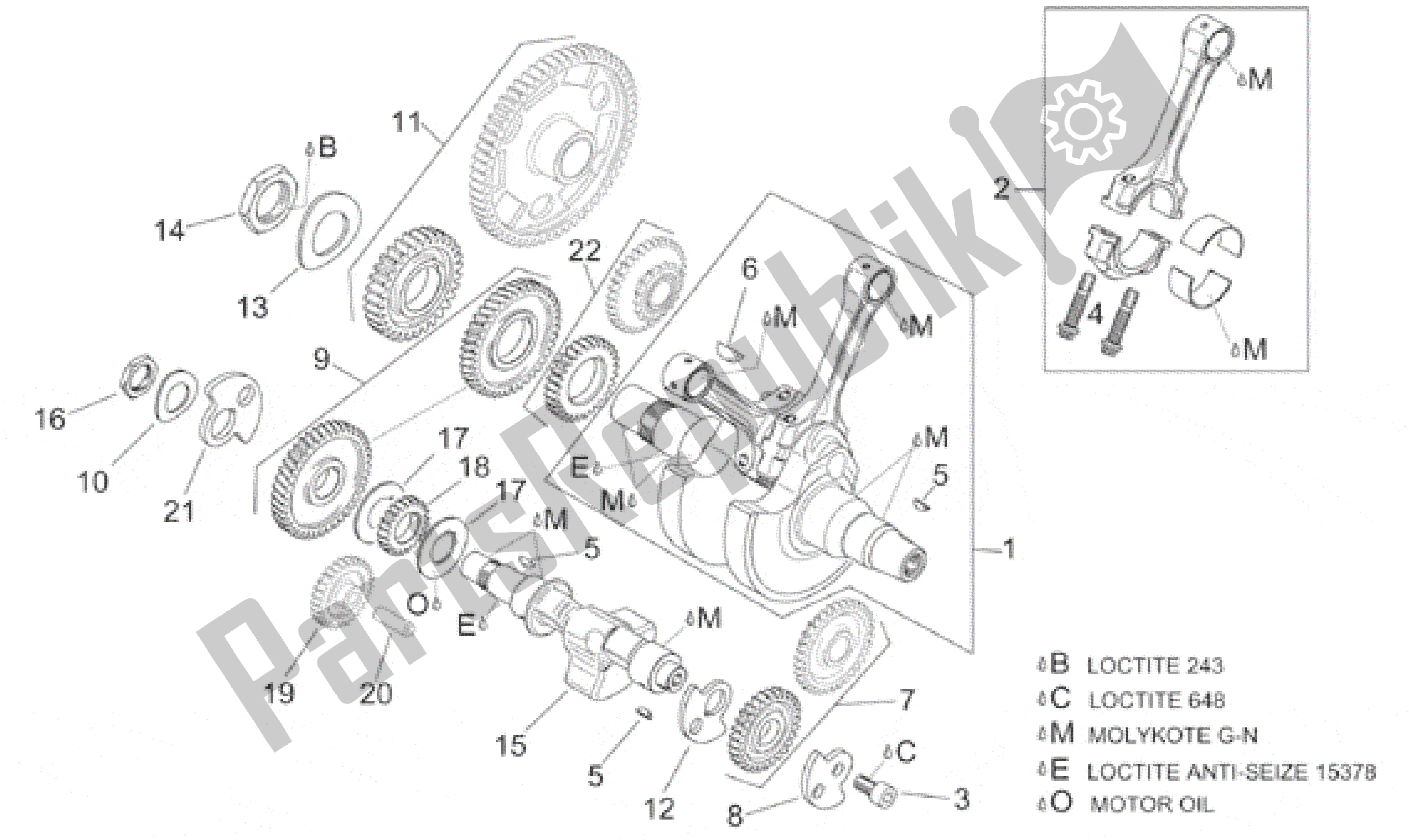 Tutte le parti per il Albero Motore I del Aprilia RSV Mille 390 W 1000 1998 - 1999