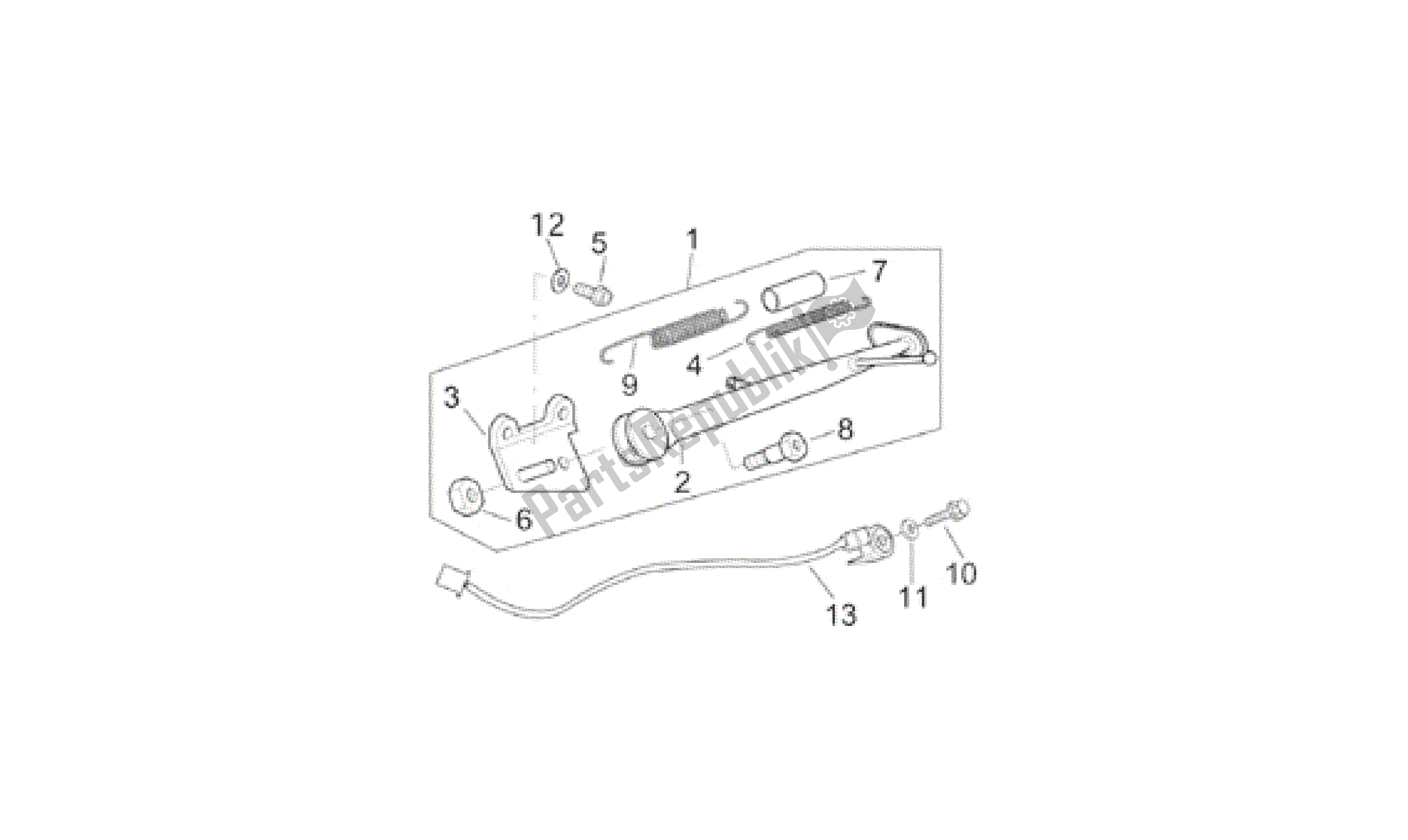 Alle onderdelen voor de Centrale Standaard van de Aprilia RSV Mille 390 W 1000 1998 - 1999