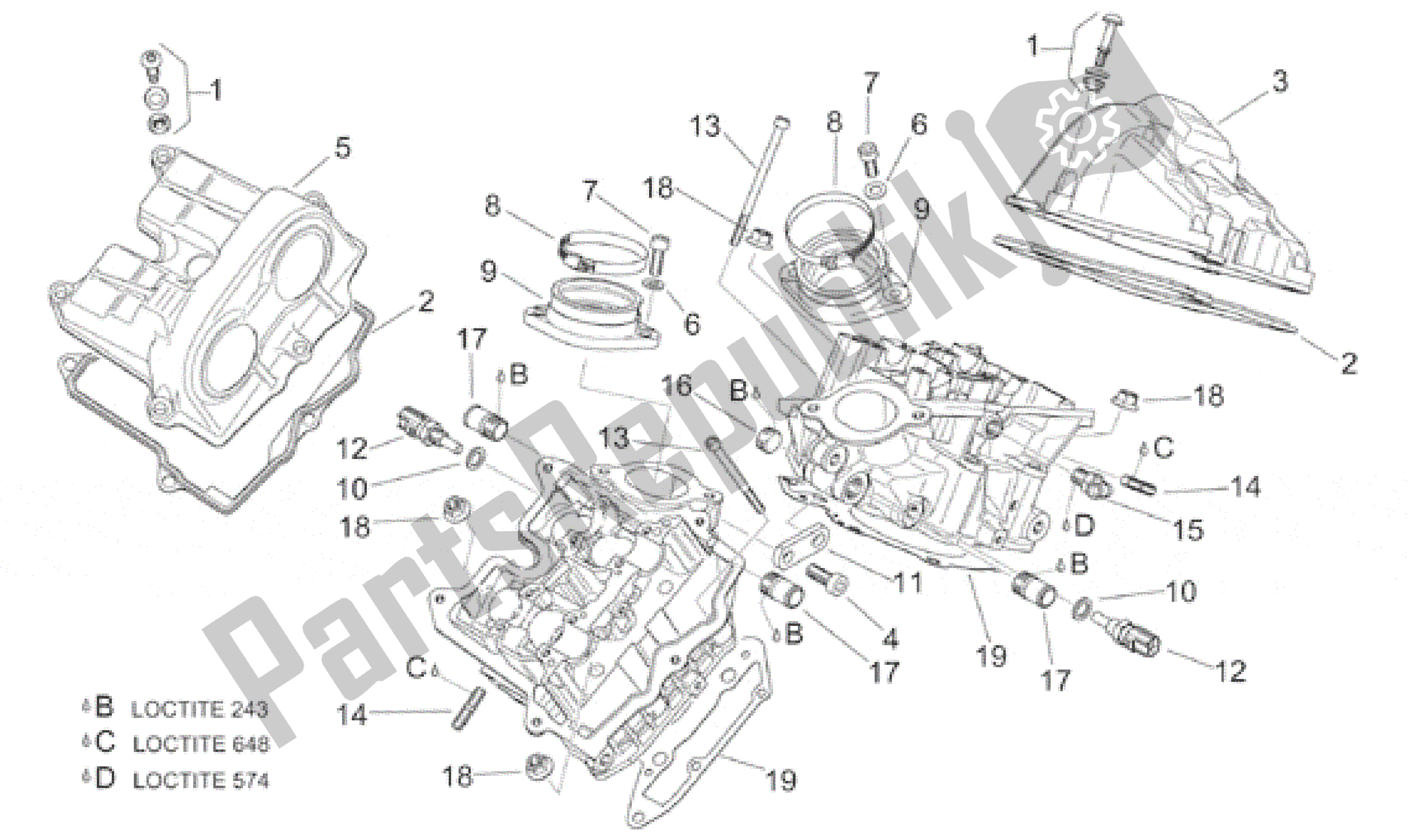 All parts for the Valves Cover of the Aprilia RSV Mille 390 W 1000 1998 - 1999