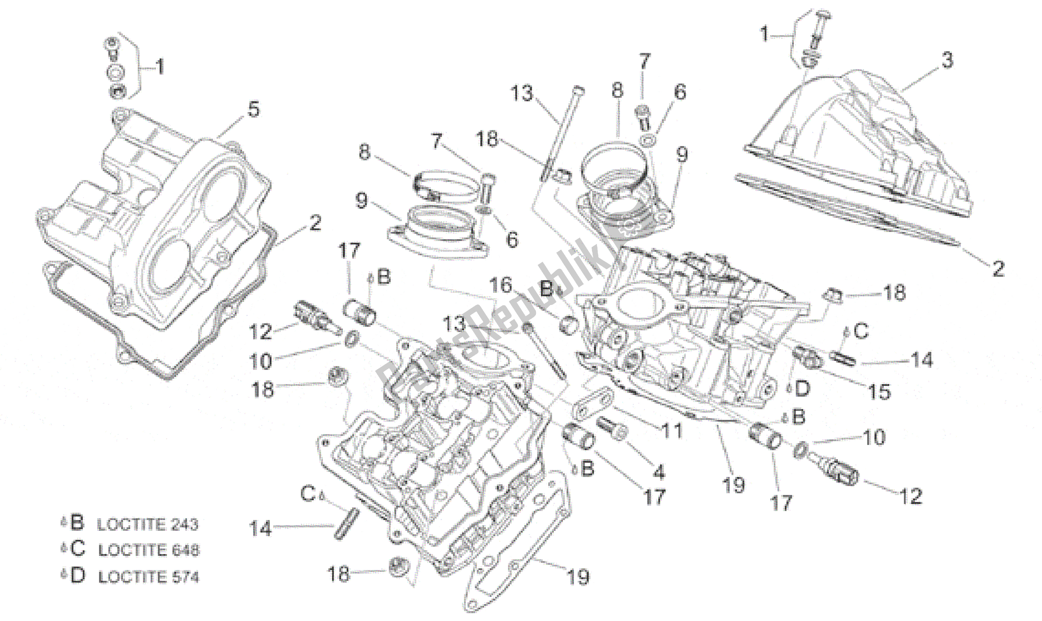 Alle onderdelen voor de Kleppen Bedekken van de Aprilia RSV Mille 390 W 1000 1998 - 1999