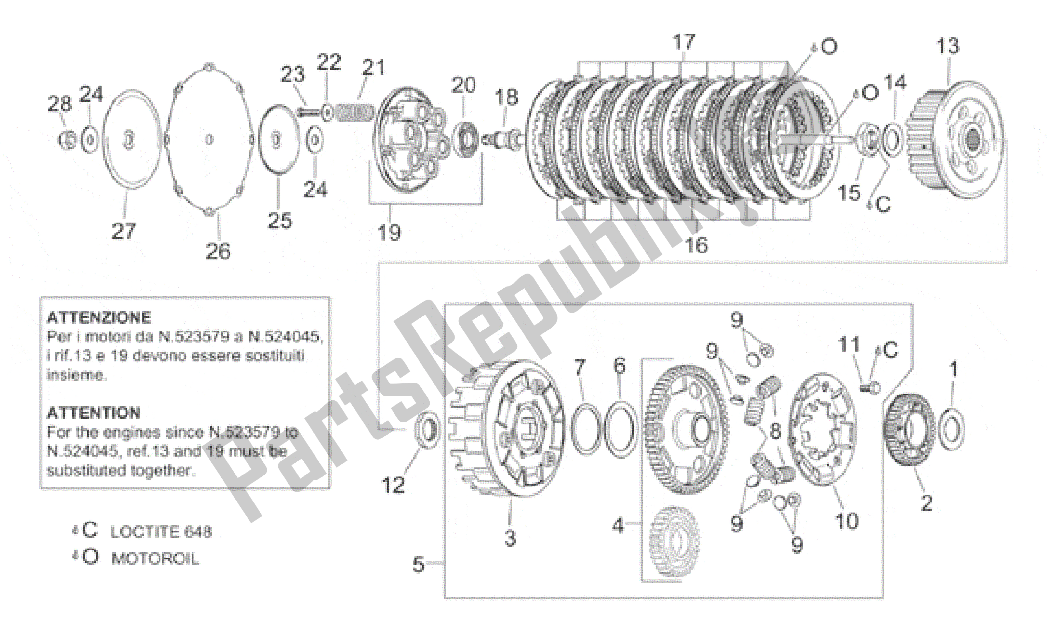 Tutte le parti per il Frizione del Aprilia RSV Mille 390 W 1000 1998 - 1999