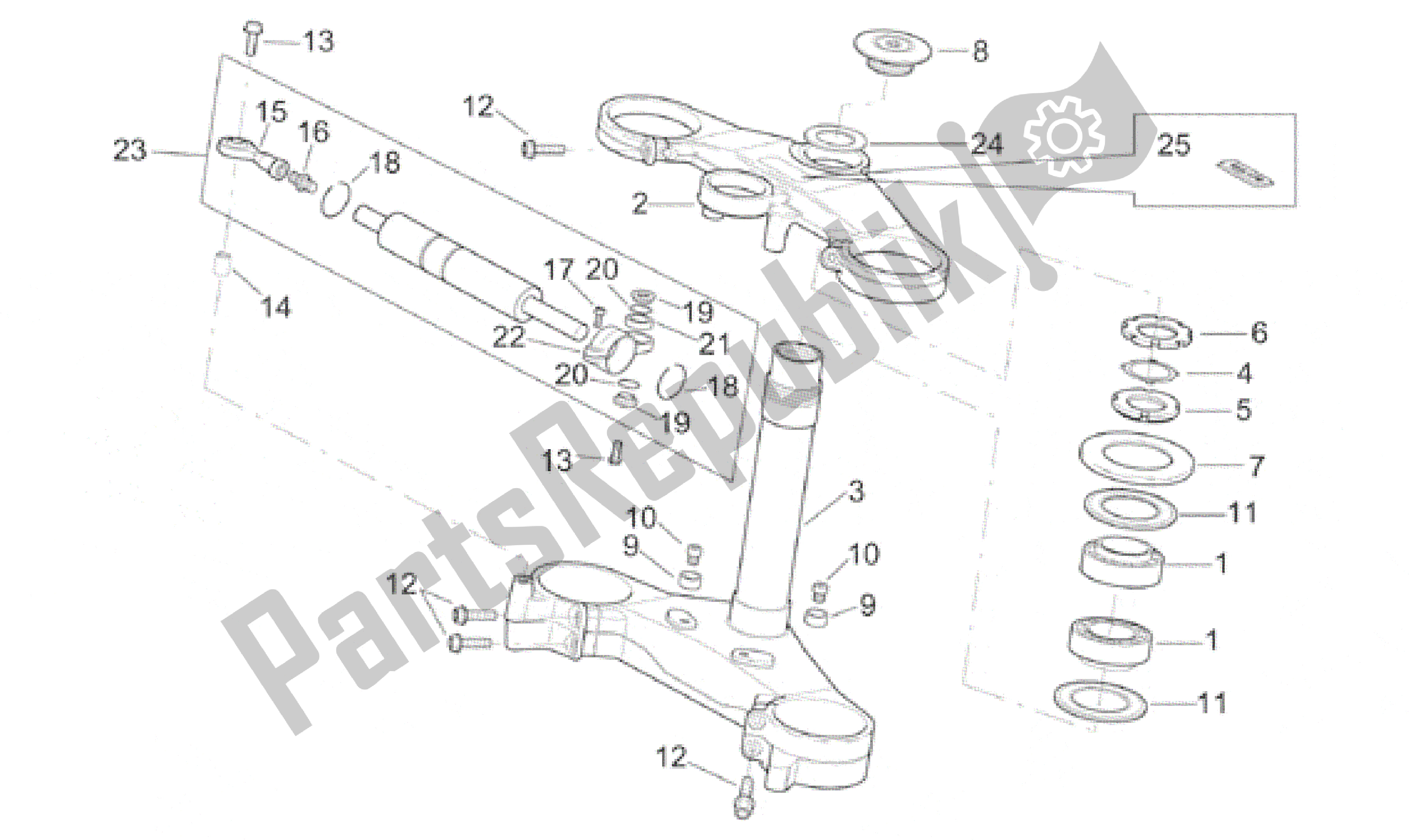 All parts for the Steering of the Aprilia RSV Mille 390 W 1000 1998 - 1999
