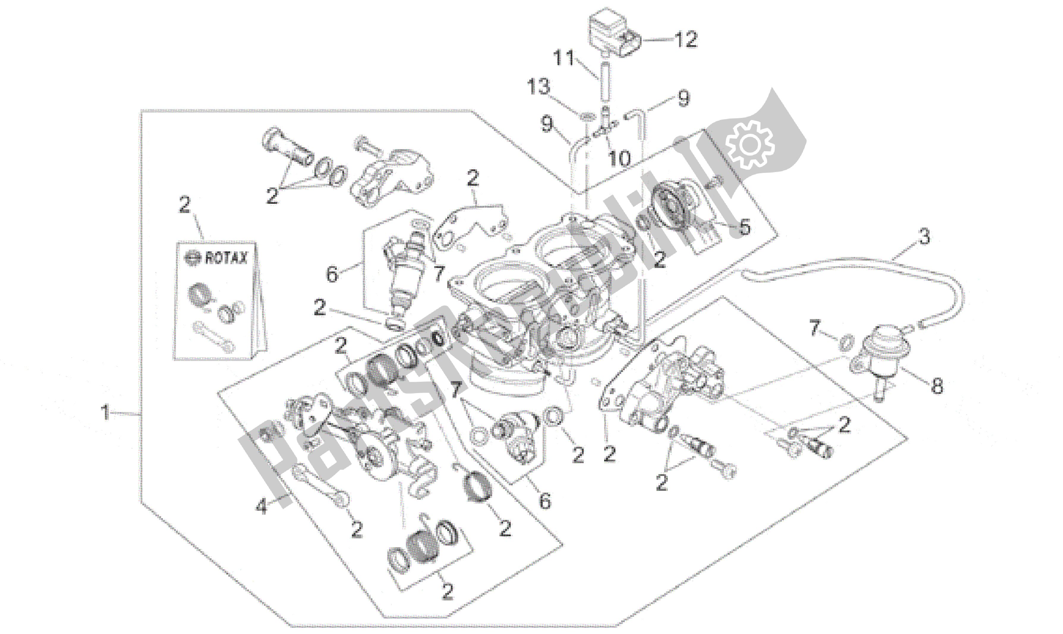Alle onderdelen voor de Gasklephuis van de Aprilia RSV Mille 390 W 1000 1998 - 1999