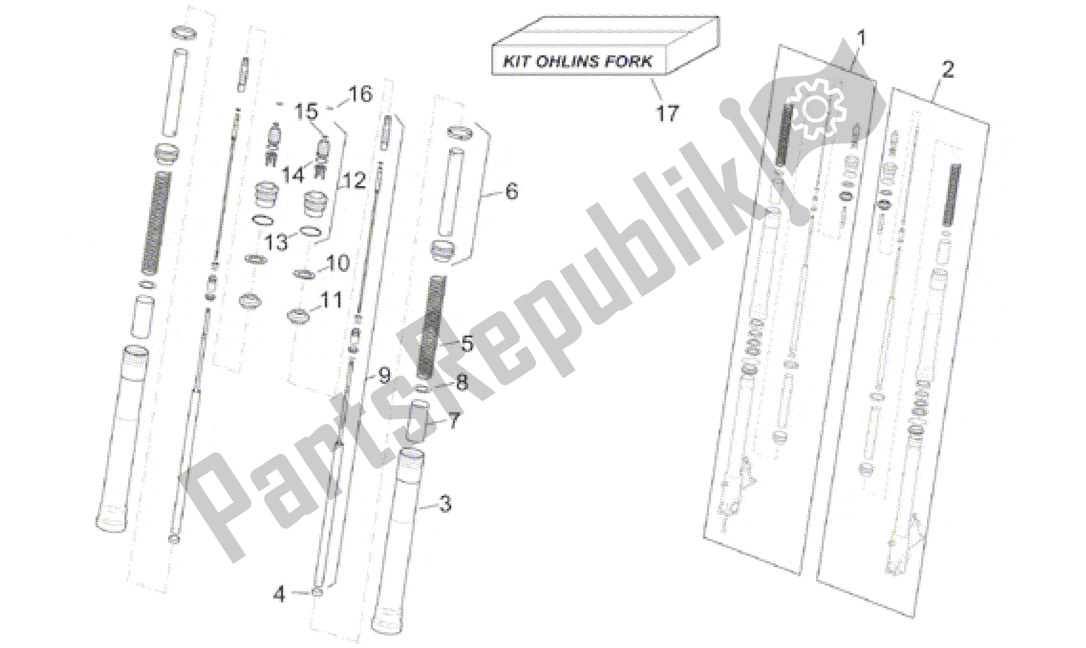 All parts for the Front Fork I of the Aprilia RSV Mille 390 W 1000 1998 - 1999