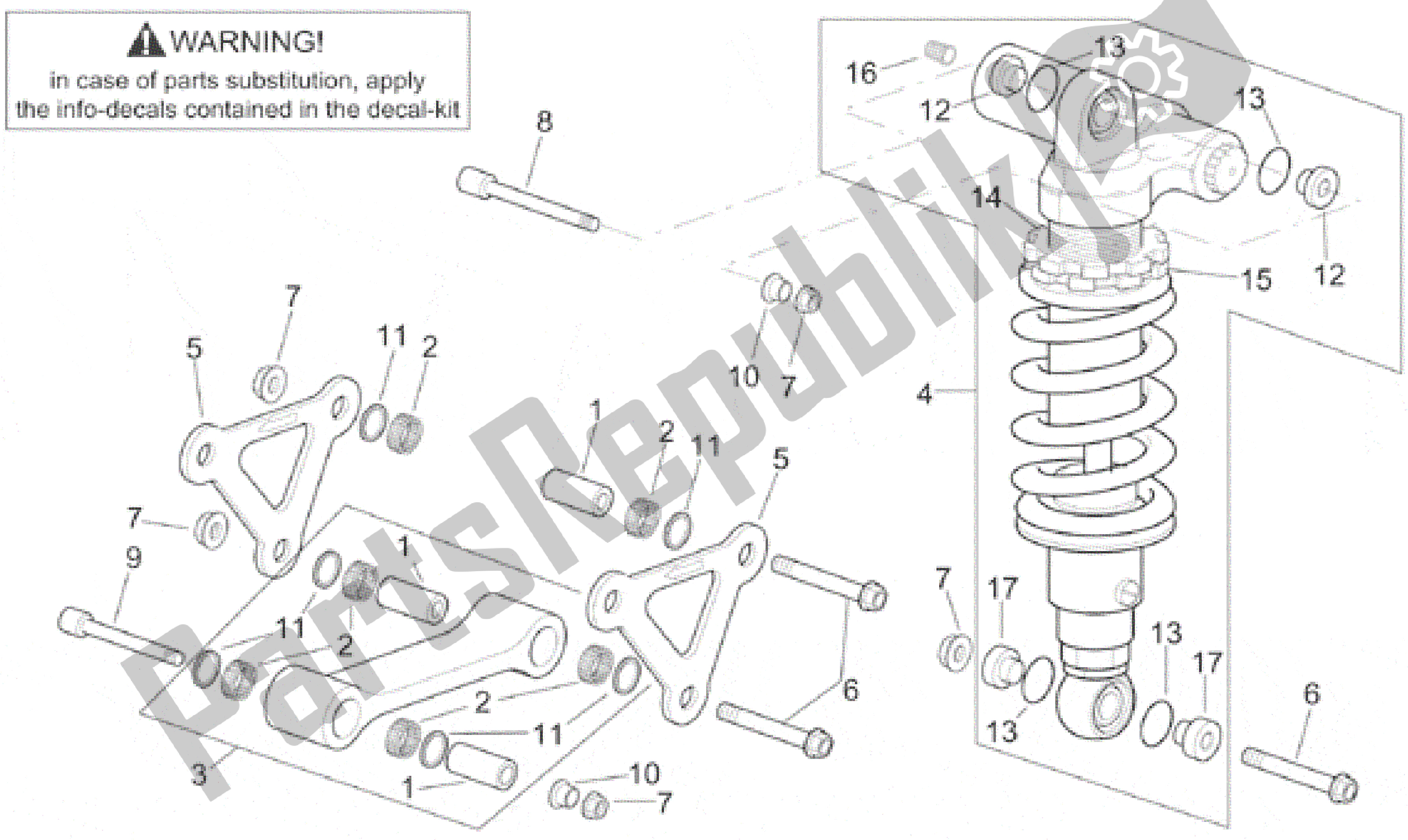 All parts for the Connecting Rod - Rear Shock Abs. Of the Aprilia RSV Mille 390 W 1000 1998 - 1999