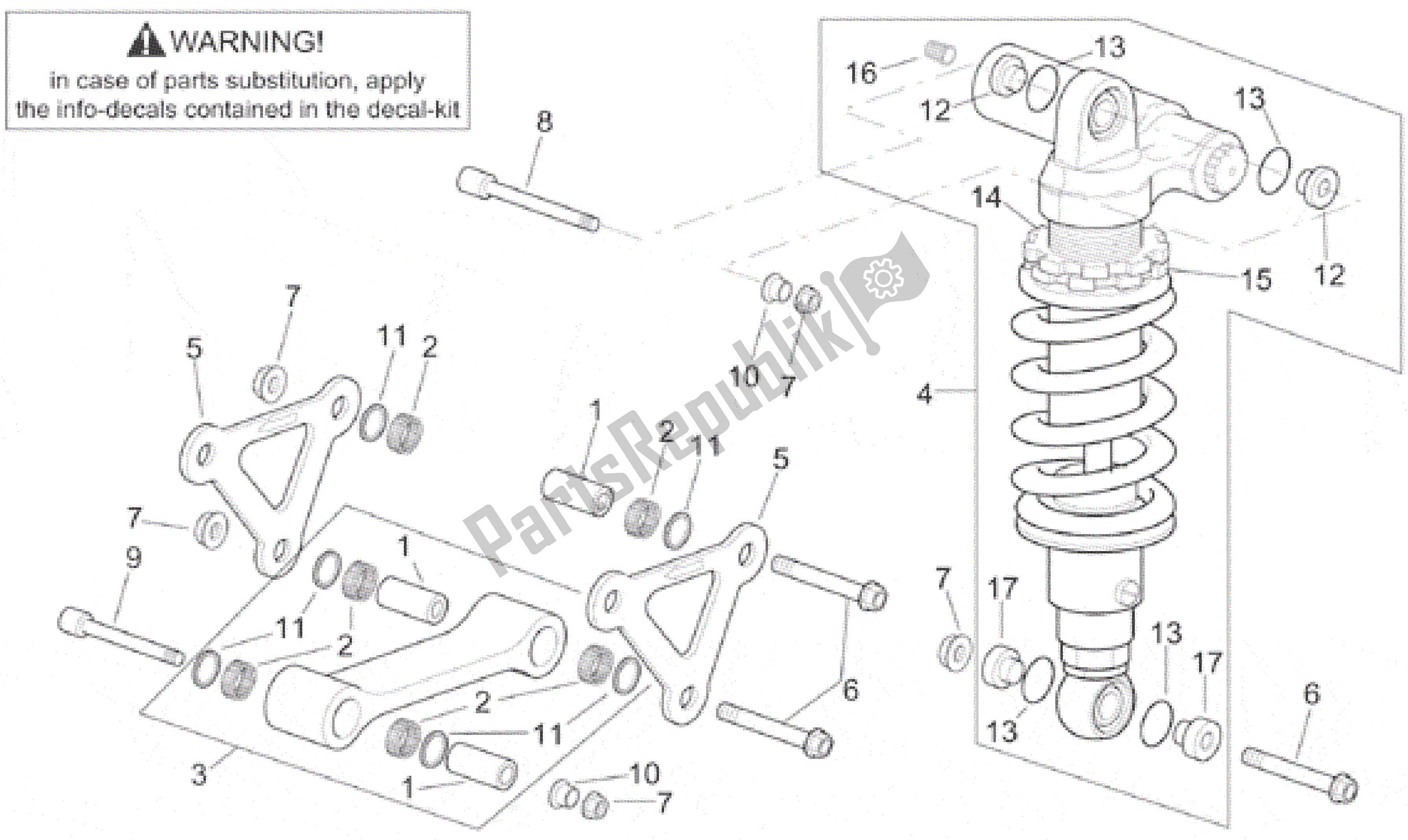 Tutte le parti per il Biella - Ammortizzatore Posteriore Abs. Del Aprilia RSV Mille 390 W 1000 1998 - 1999