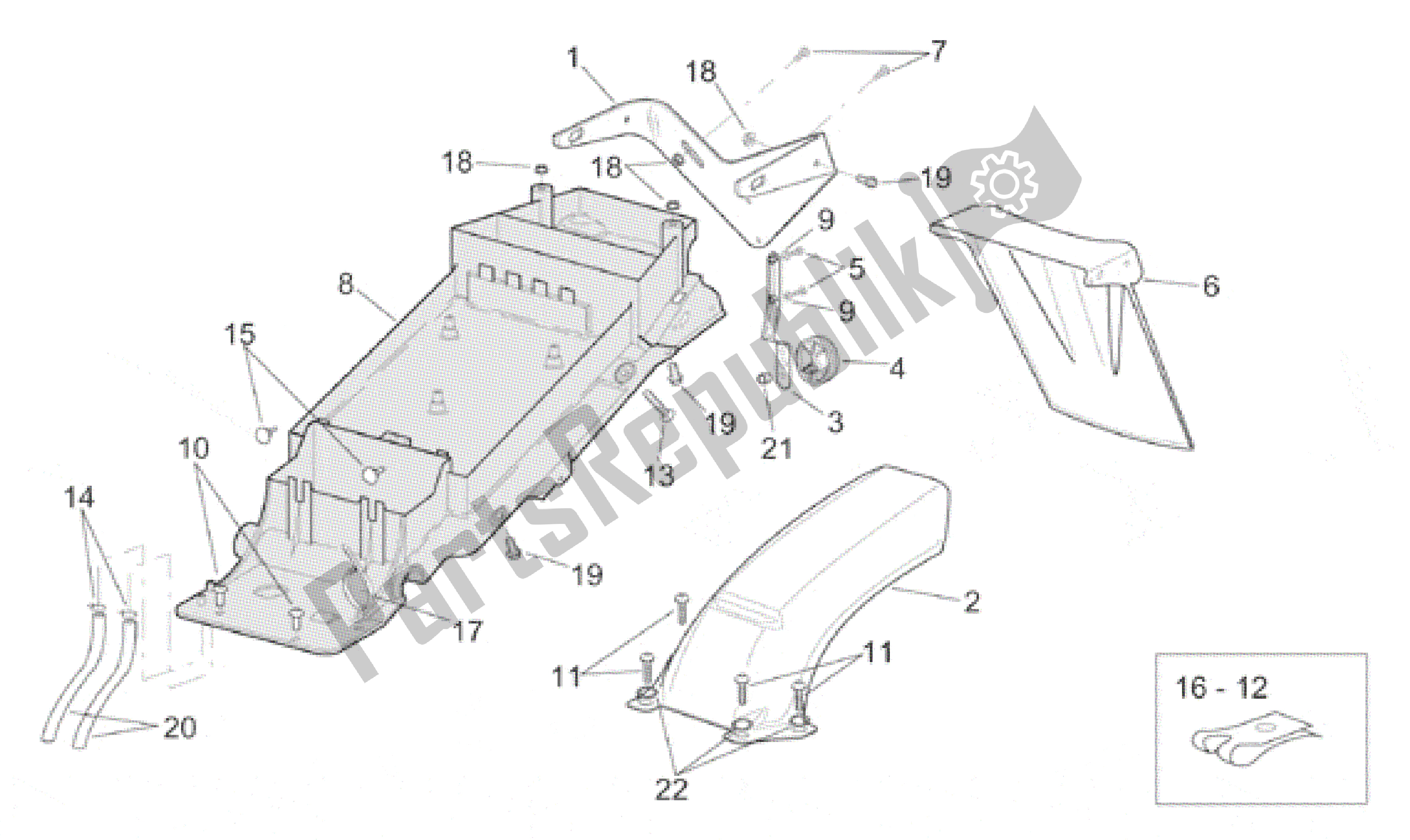 Todas las partes para Cuerpo Trasero - Sillín de Aprilia RSV Mille SP 391 X 1000 1999 - 2000