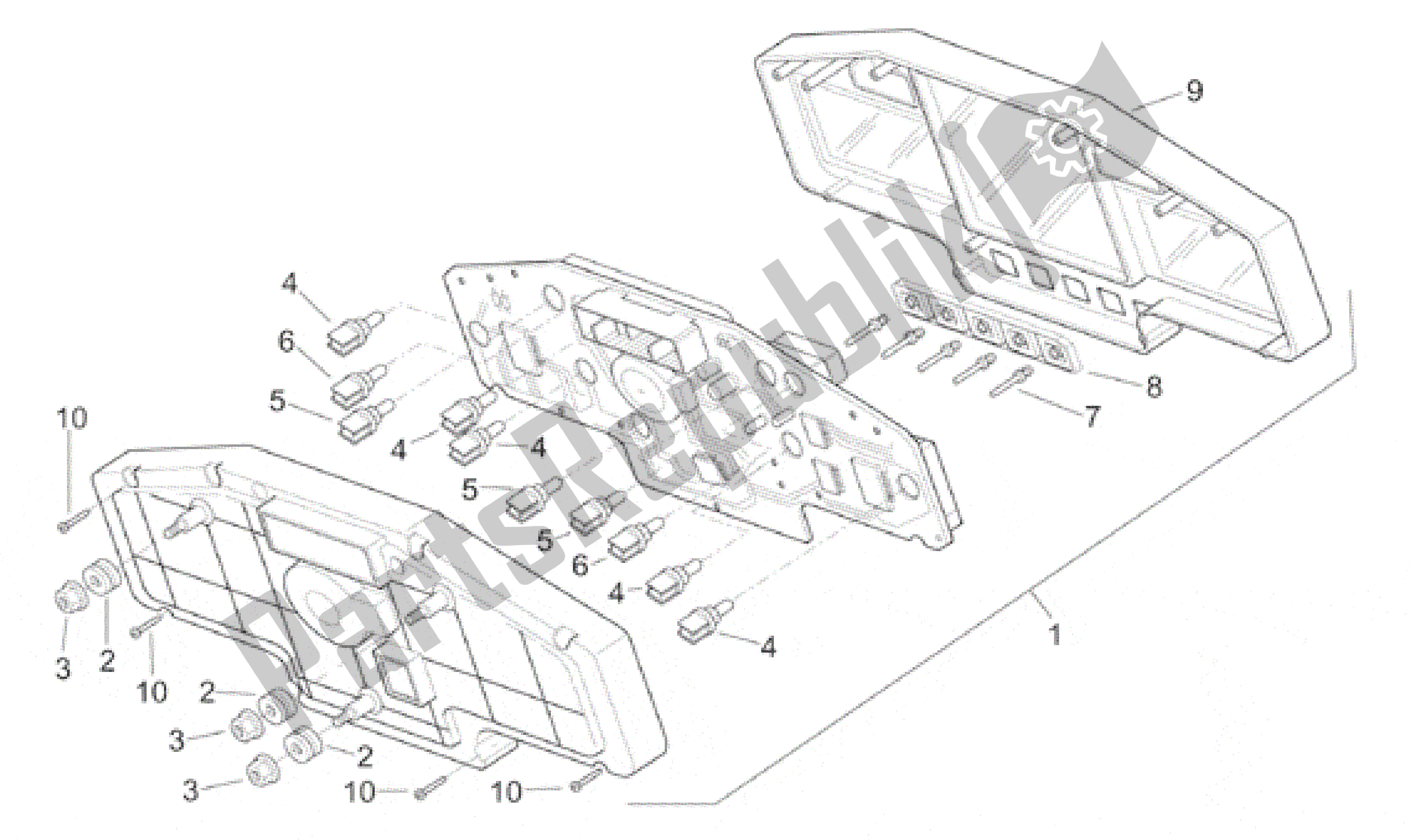 Alle onderdelen voor de Dashboard van de Aprilia RSV Mille SP 391 X 1000 1999 - 2000