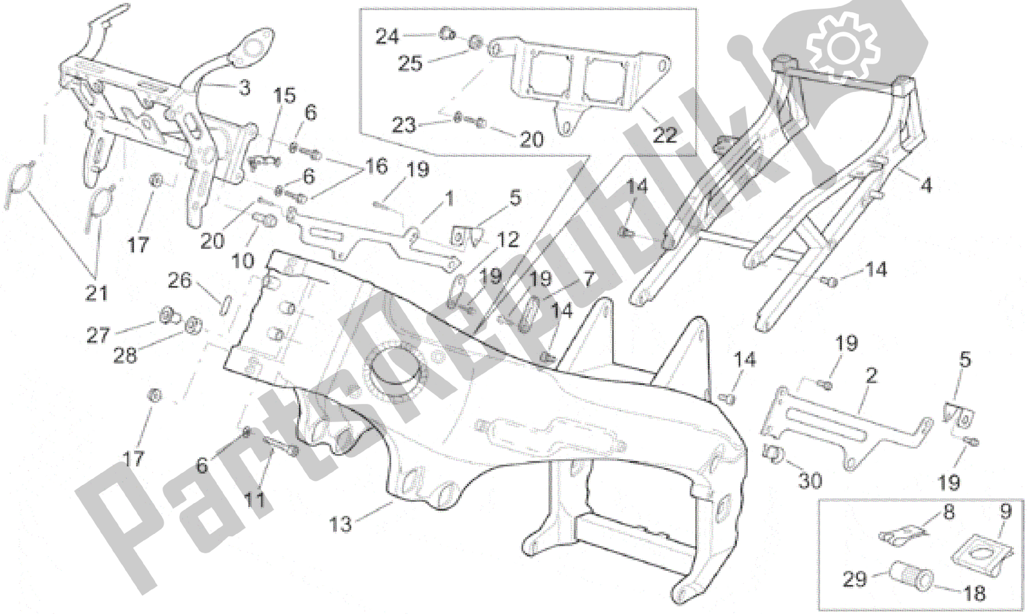 All parts for the Frame I of the Aprilia RSV Mille SP 391 X 1000 1999 - 2000