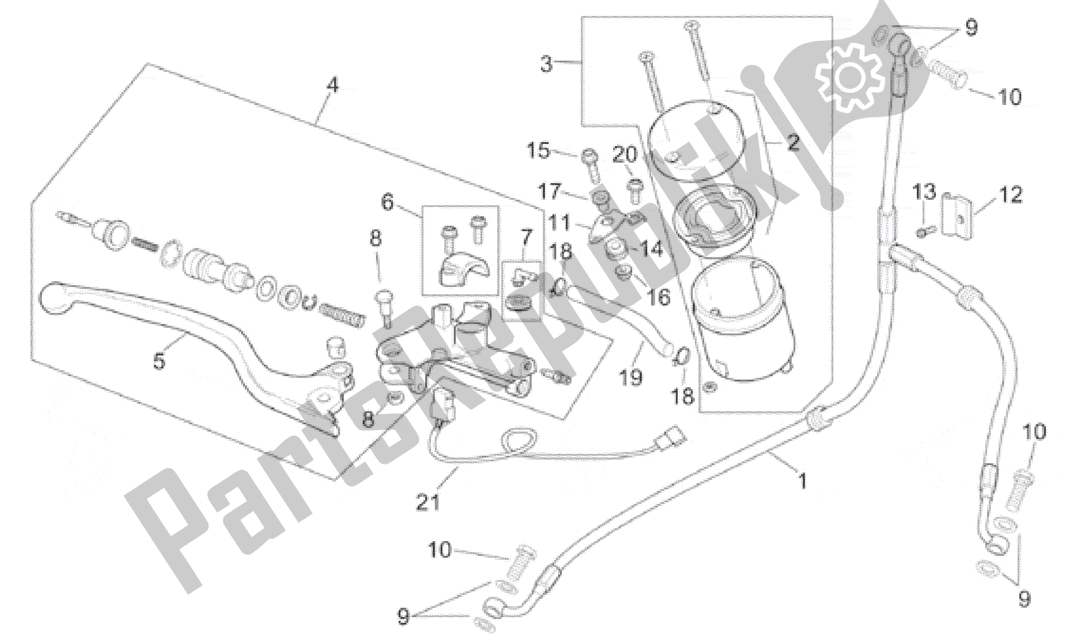 Alle onderdelen voor de Voorrem Pomp van de Aprilia RSV Mille SP 391 X 1000 1999 - 2000