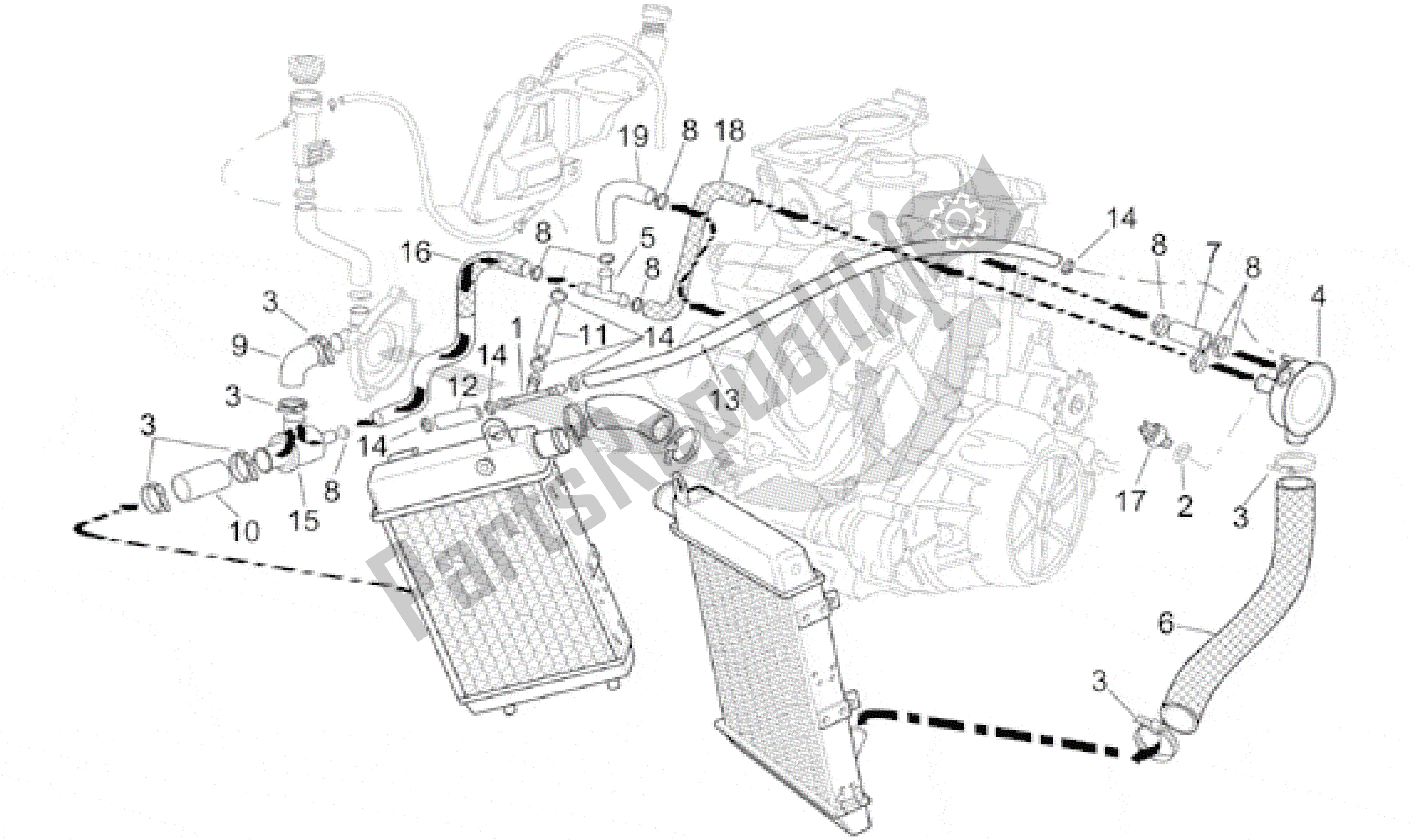 Tutte le parti per il Sistema Di Raffreddamento del Aprilia RSV Mille SP 391 X 1000 1999 - 2000