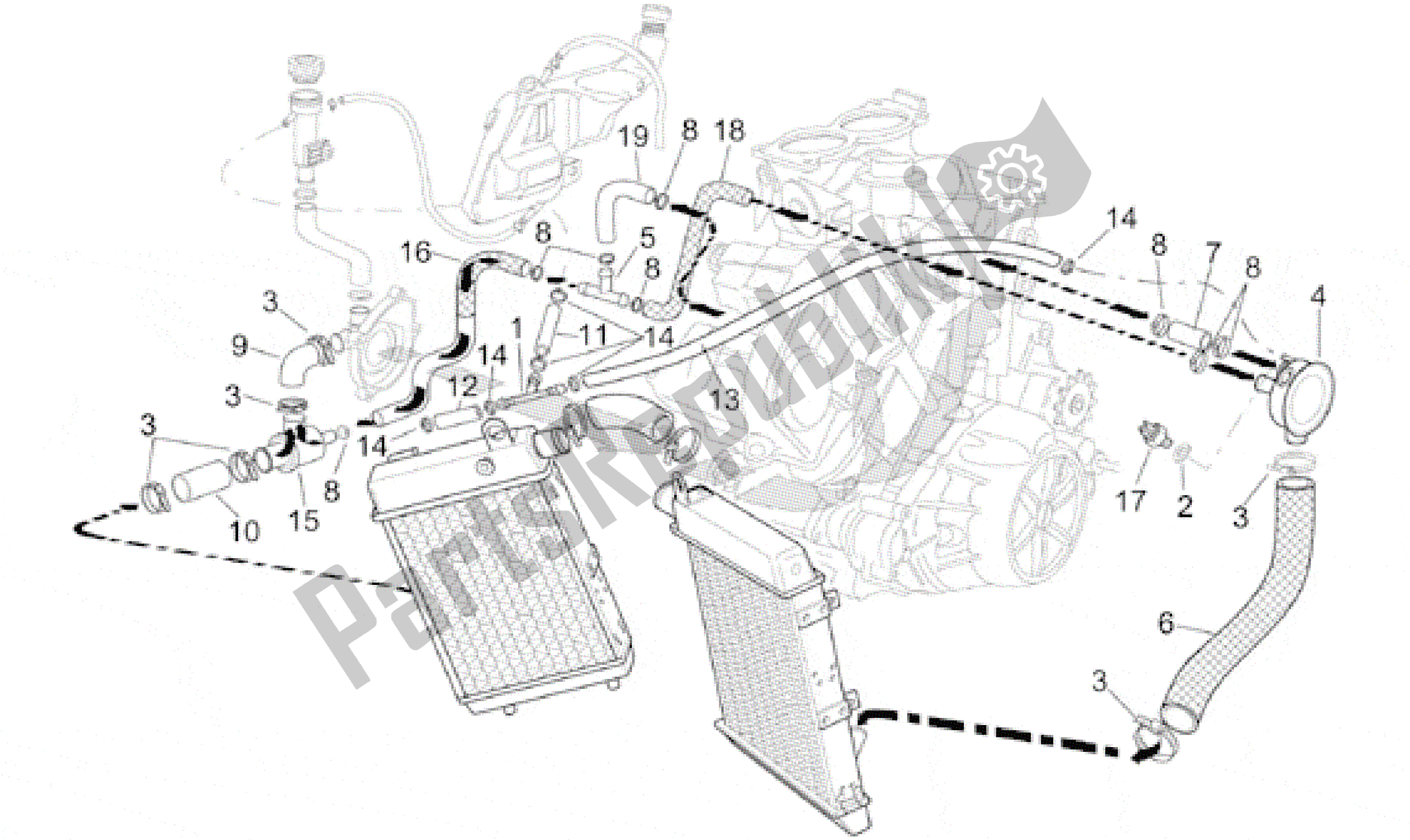All parts for the Cooling System of the Aprilia RSV Mille SP 391 X 1000 1999 - 2000