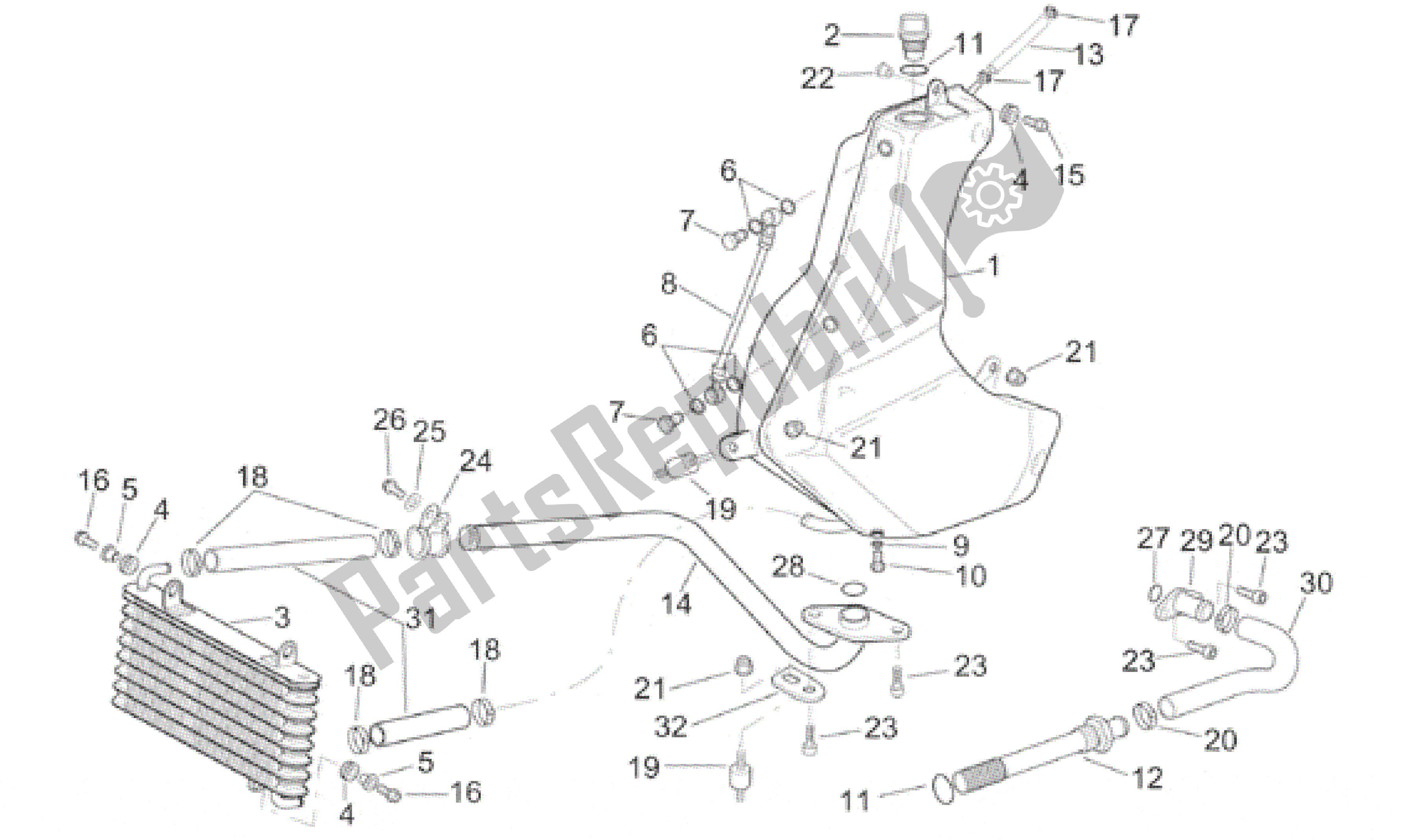 All parts for the Oil Tank of the Aprilia RSV Mille SP 391 X 1000 1999 - 2000
