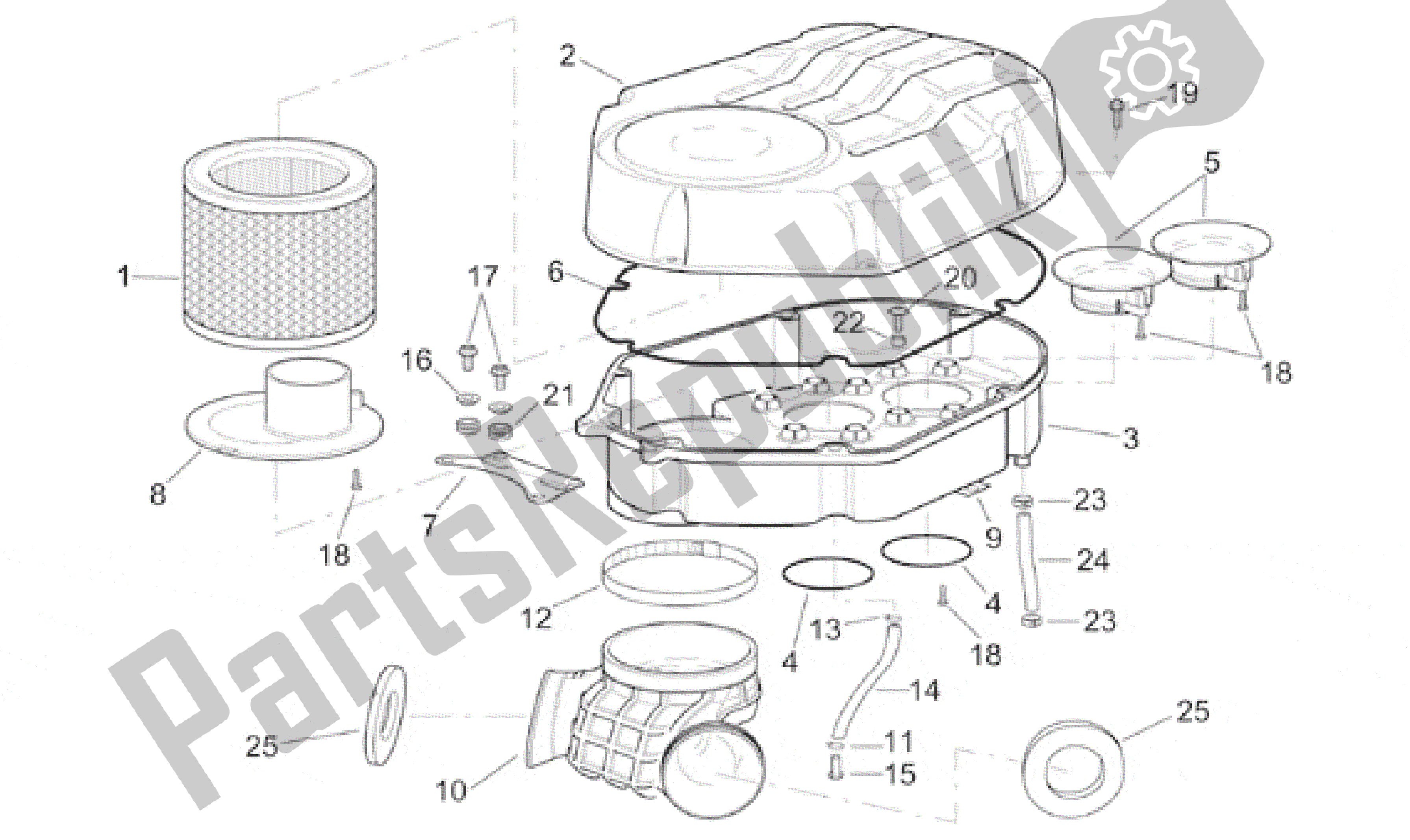 All parts for the Air Box of the Aprilia RSV Mille SP 391 X 1000 1999 - 2000