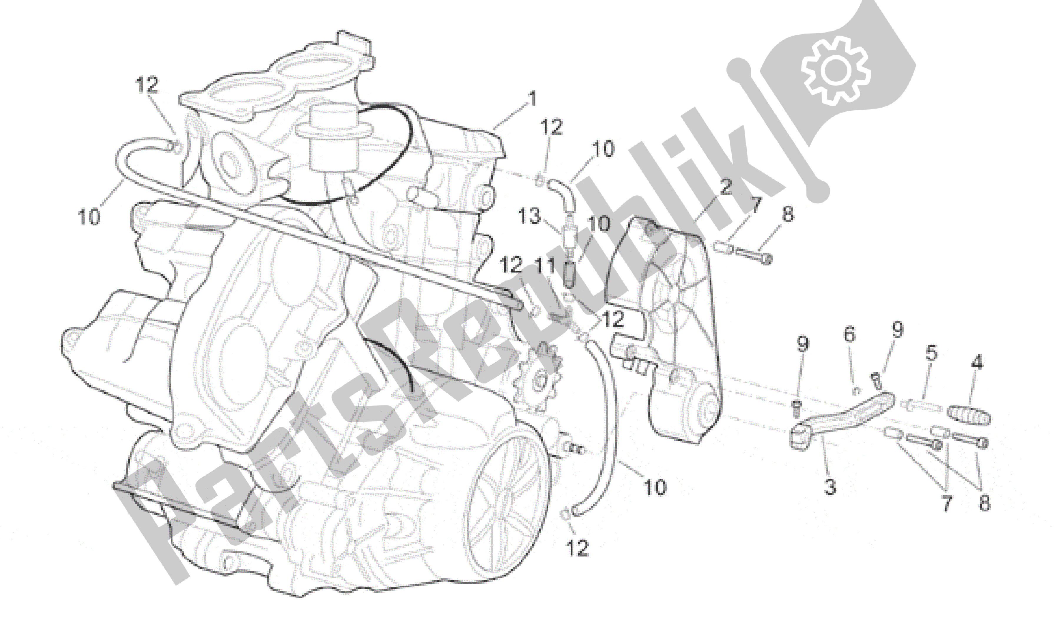 Todas as partes de Motor do Aprilia RSV Mille SP 391 X 1000 1999 - 2000