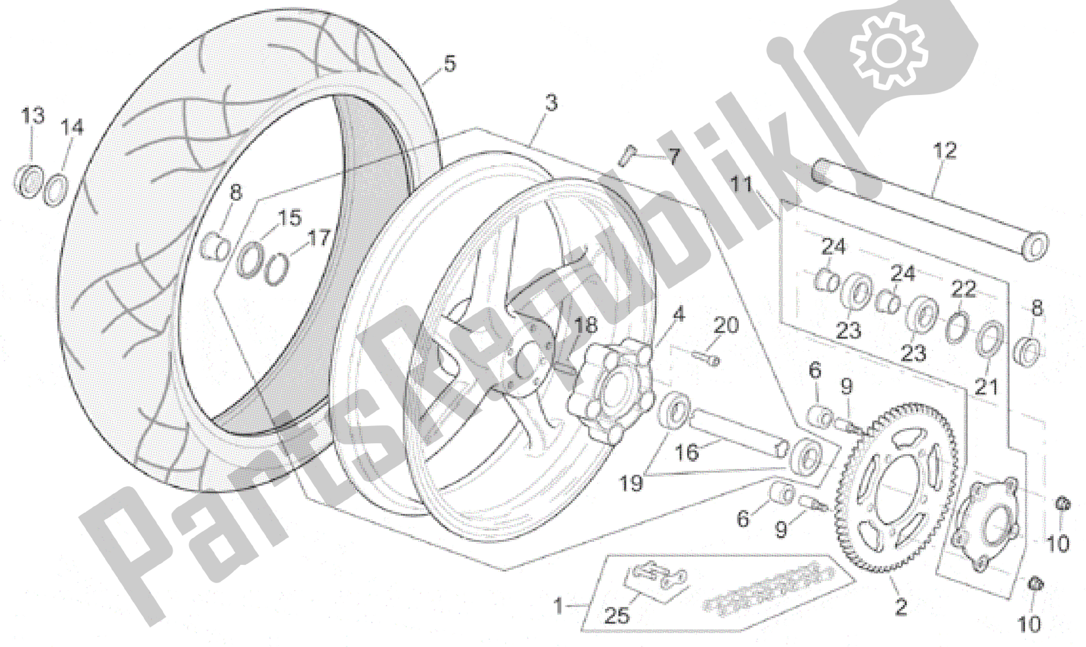 Alle Teile für das Hinterrad des Aprilia RSV Mille SP 391 X 1000 1999 - 2000