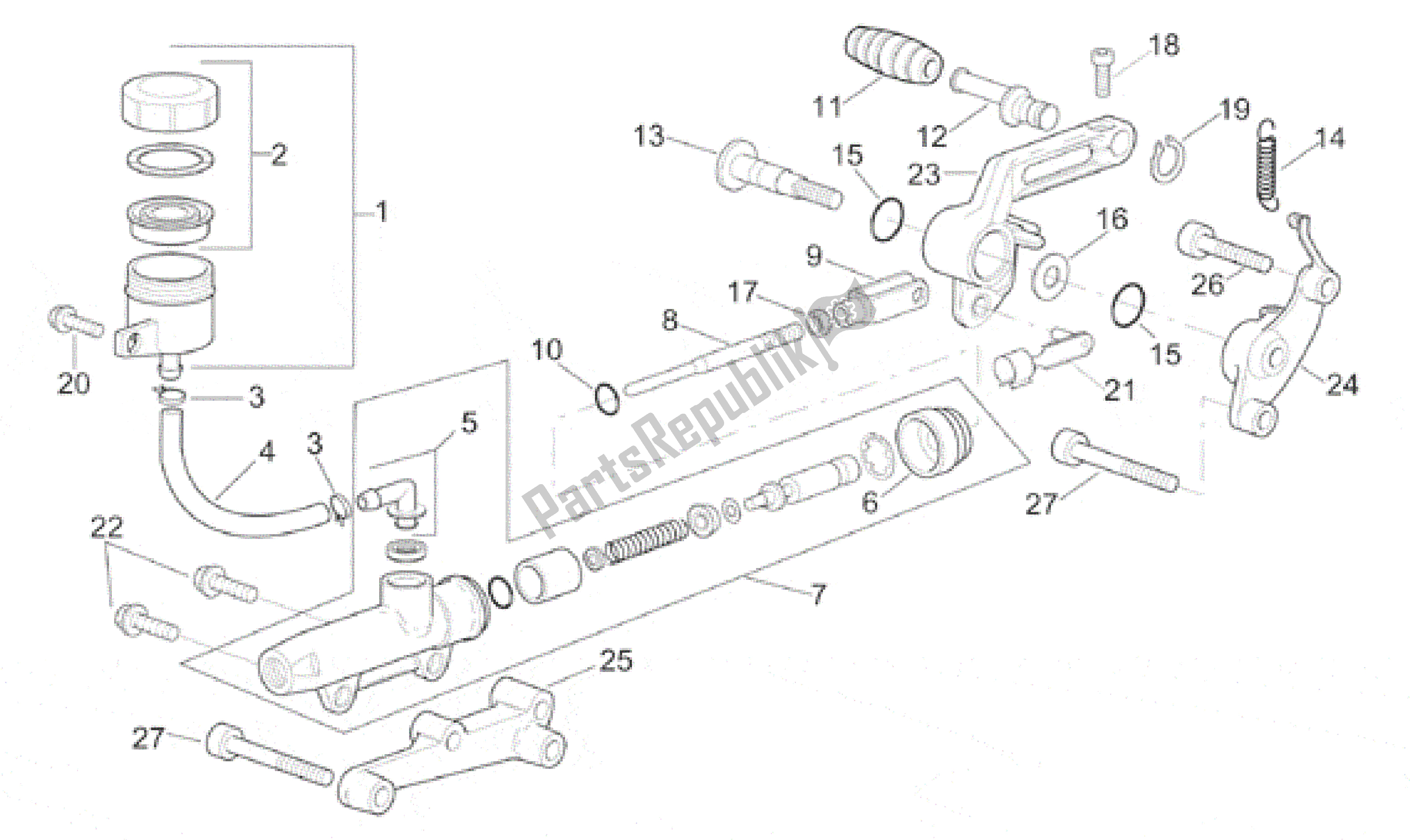 Toutes les pièces pour le Pompe De Frein Arrière du Aprilia RSV Mille SP 391 X 1000 1999 - 2000