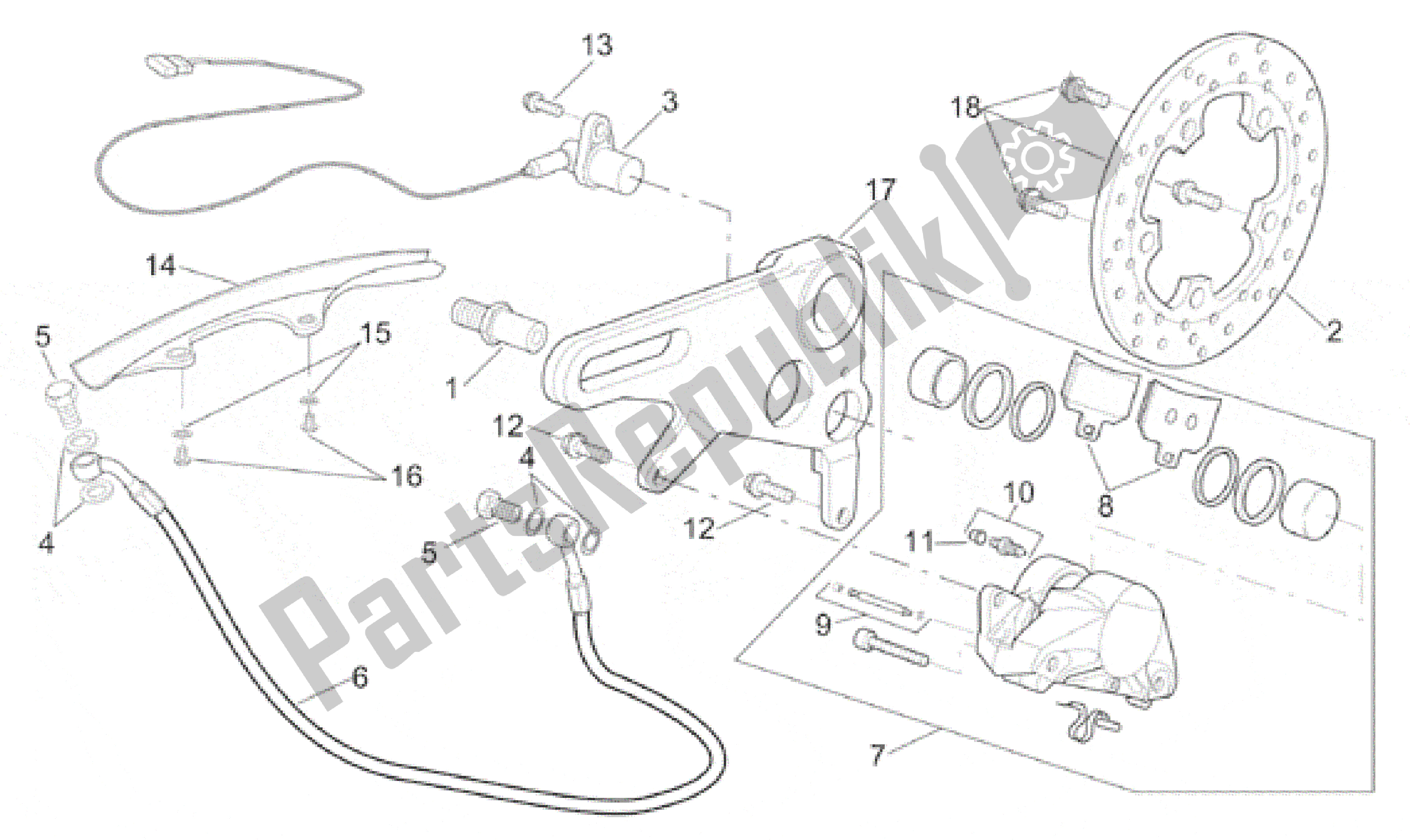 All parts for the Rear Brake Caliper of the Aprilia RSV Mille SP 391 X 1000 1999 - 2000