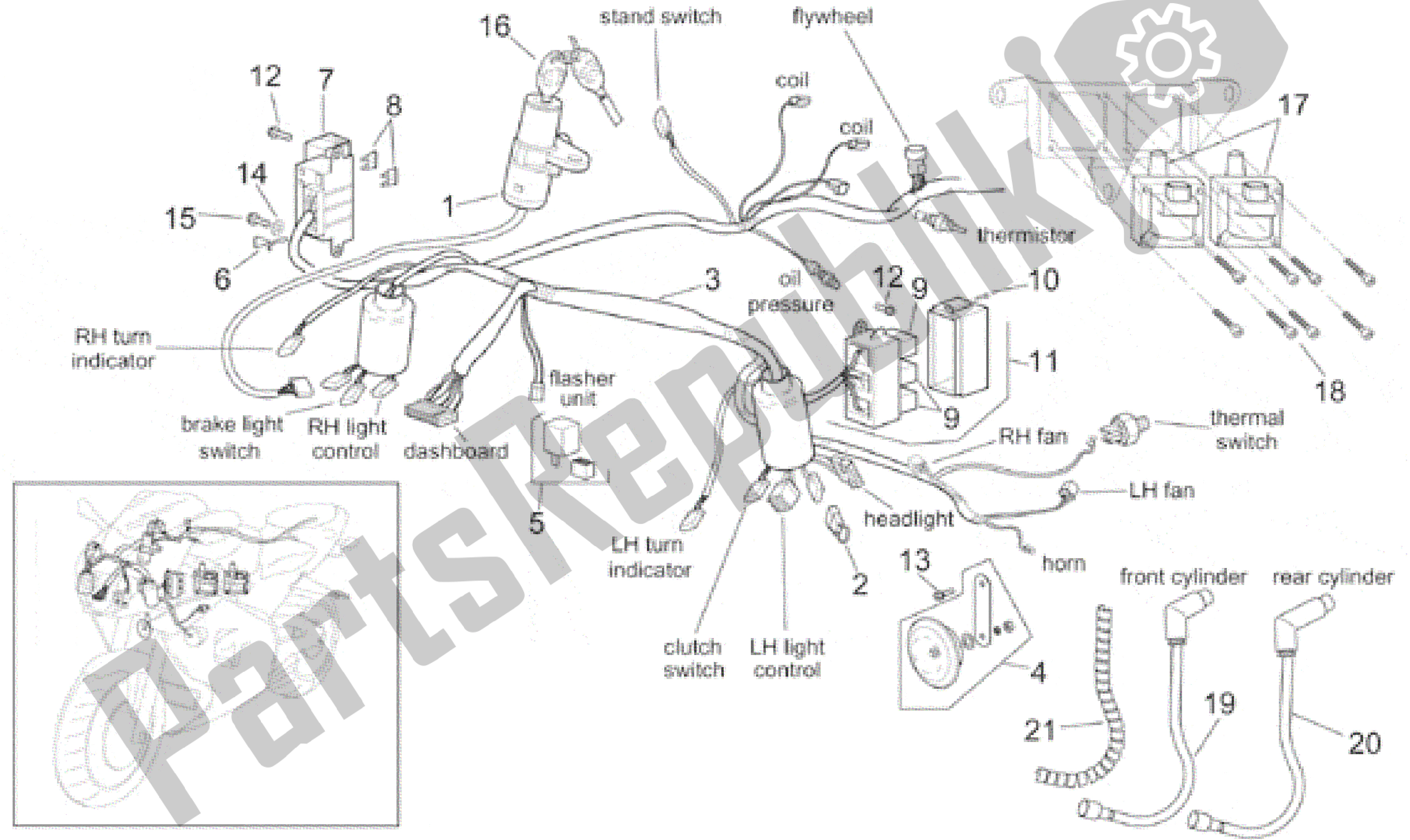 Todas las partes para Sistema Eléctrico Frontal de Aprilia RSV Mille SP 391 X 1000 1999 - 2000