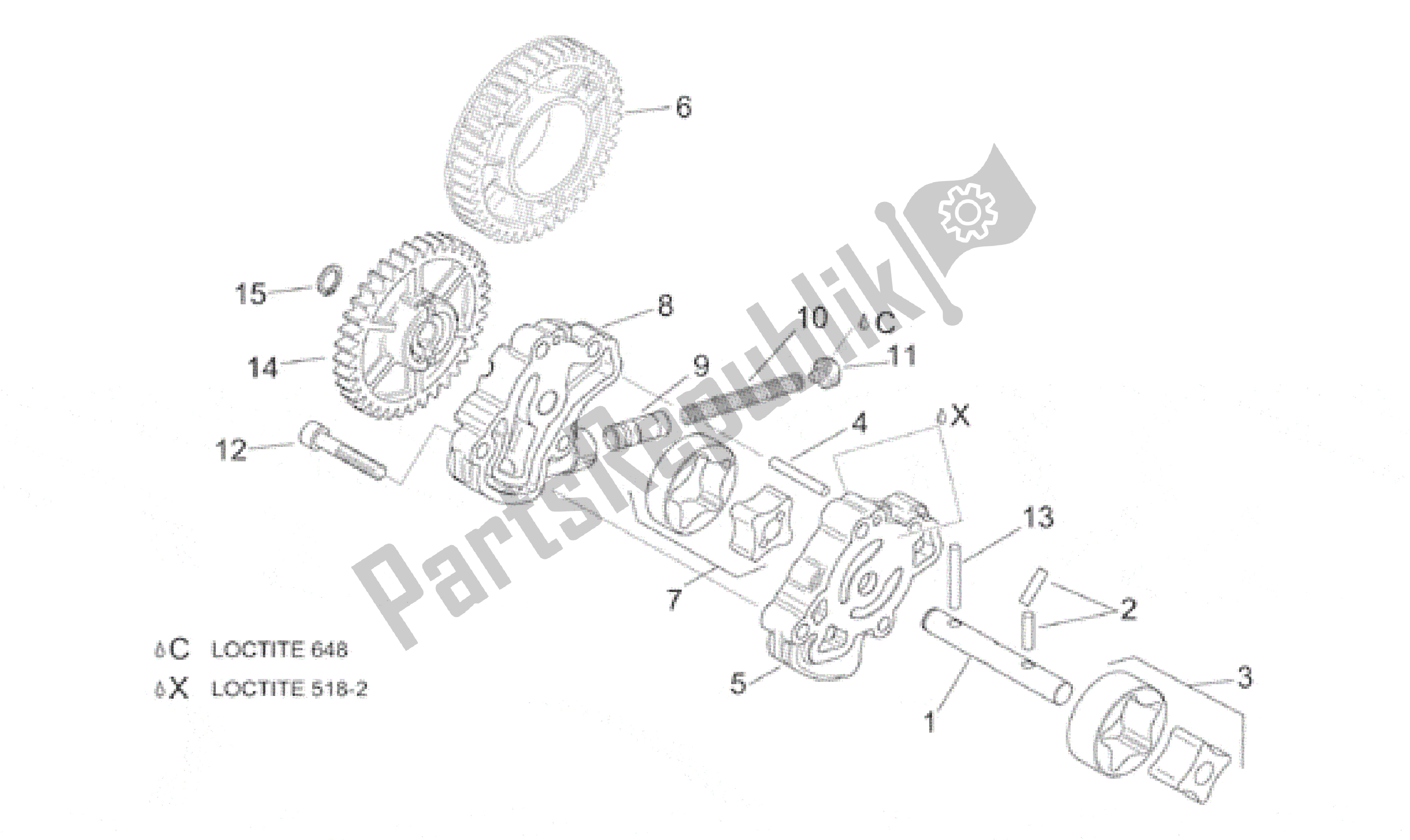All parts for the Oil Pump of the Aprilia RSV Mille SP 391 X 1000 1999 - 2000